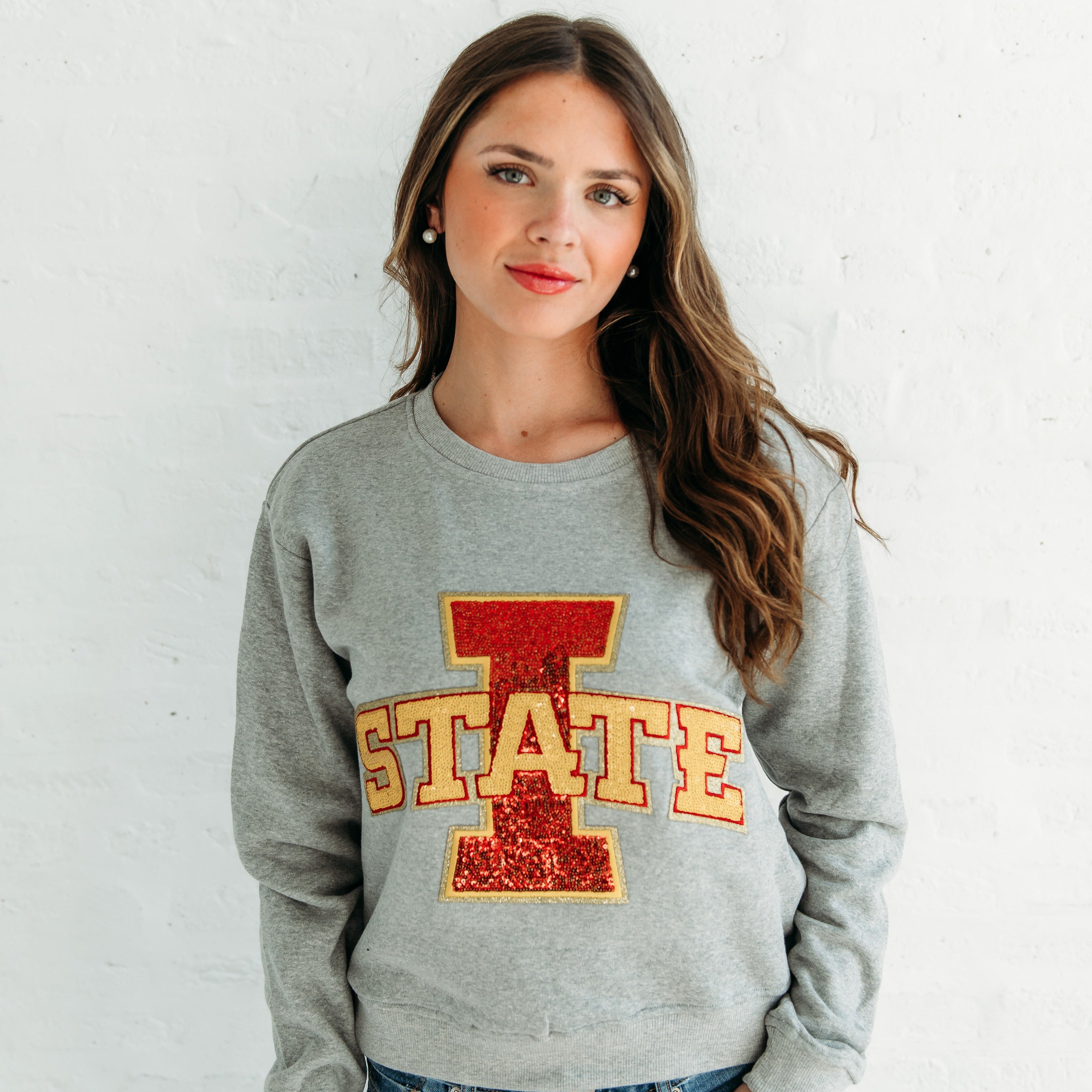 Iowa State Logo Sequin Women's Crewneck 3