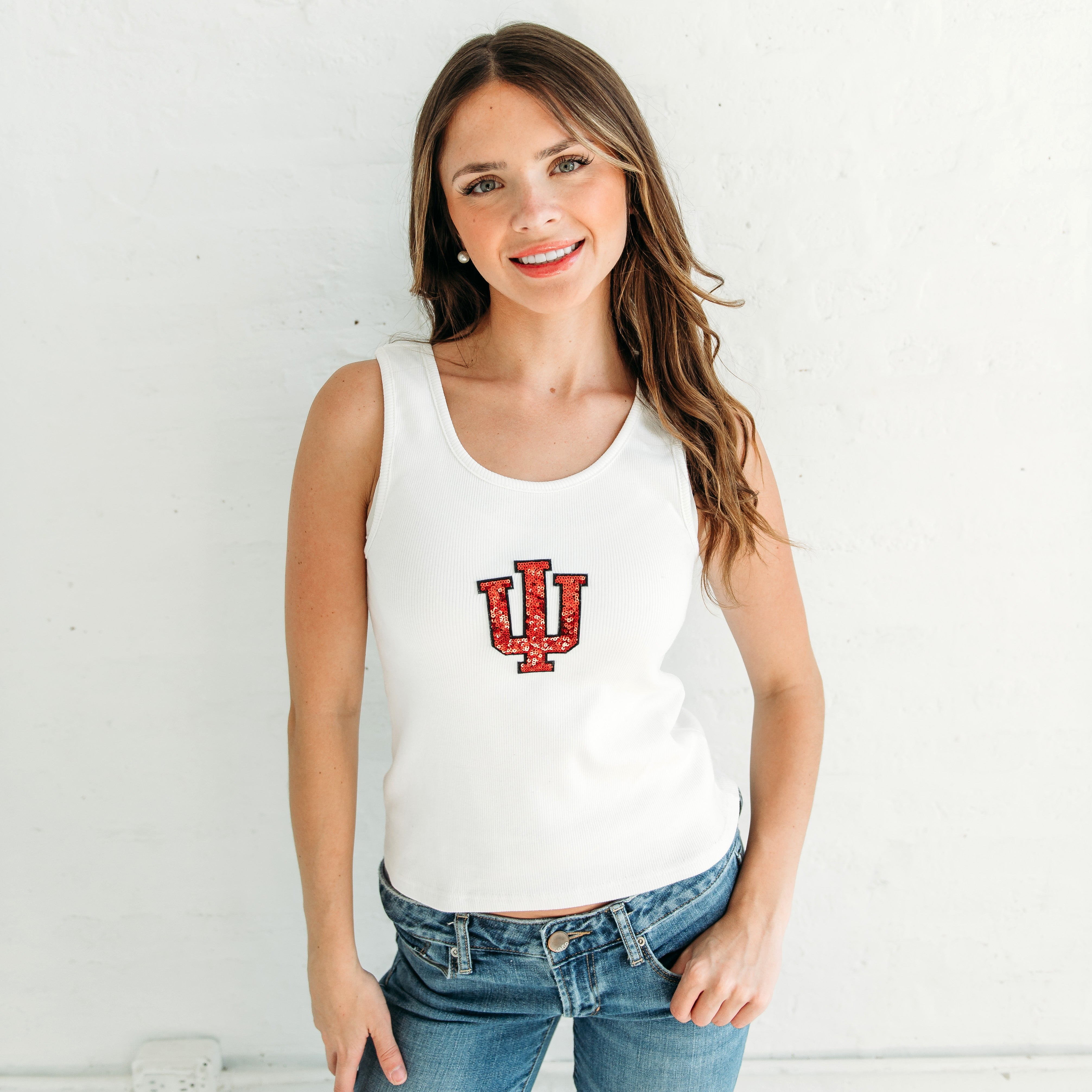 Indiana Trident Sequin Ribbed Tank