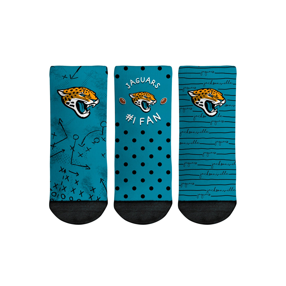 Jacksonville Jaguars - Number 1 Fan 3-Pack (Toddler) | Rock 'Em Socks 1