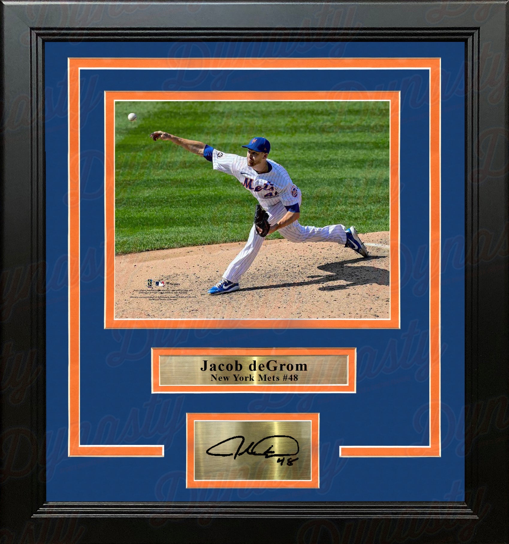 Jacob deGrom in Action New York Mets 8" x 10" Framed Baseball Photo with Engraved Autograph 1
