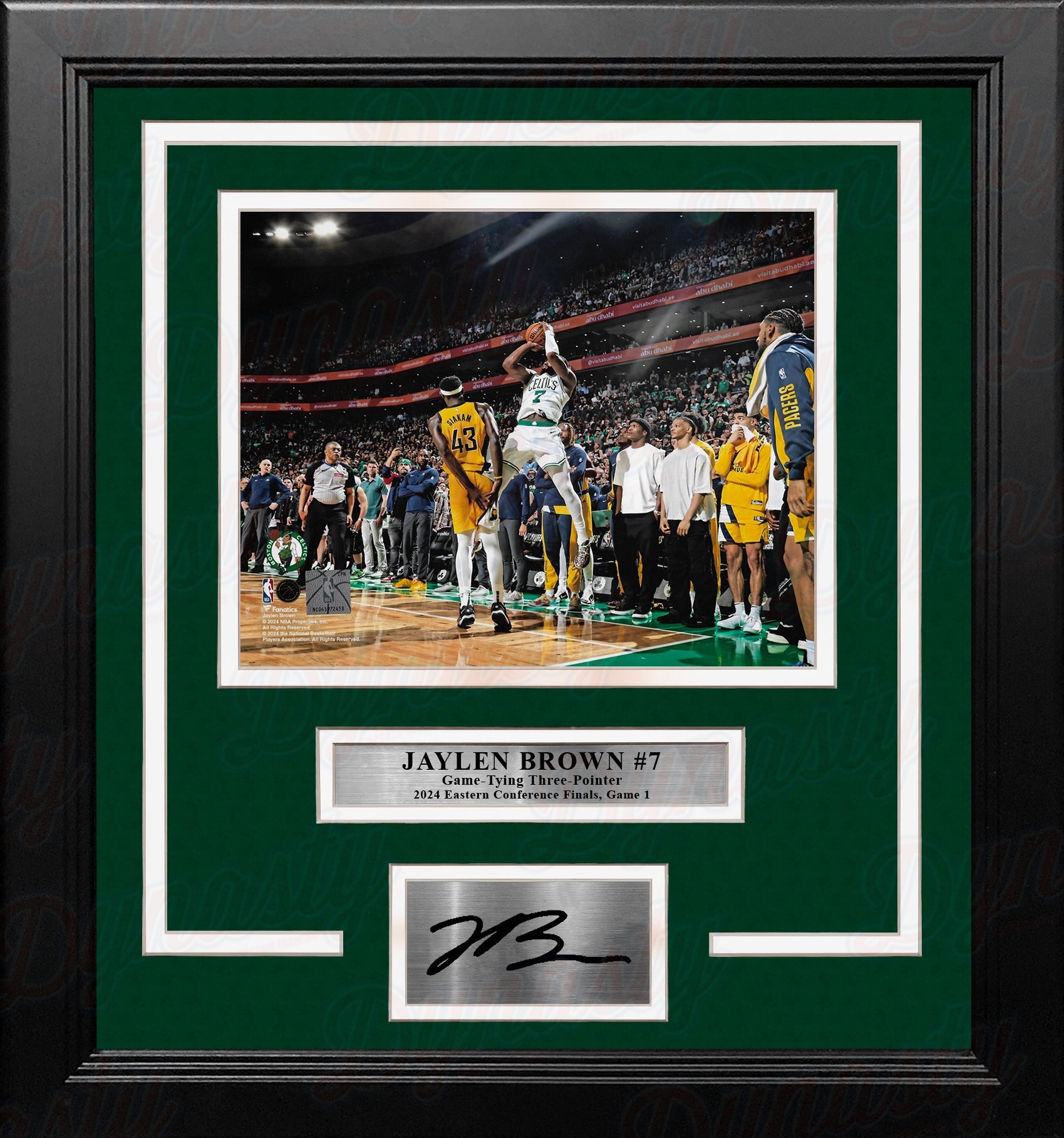 Jaylen Brown Game-Tying 3-Pointer Boston Celtics 8" x 10" Framed 2024 Photo with Engraved Autograph 2