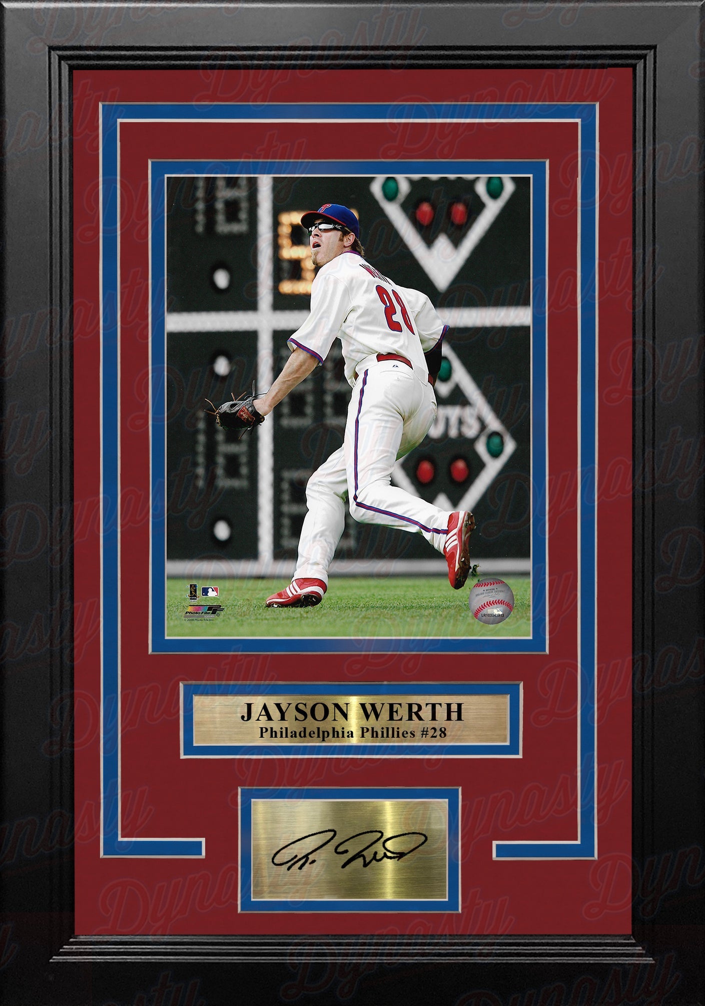 Jayson Werth in Action Philadelphia Phillies 8" x 10" Framed Baseball Photo with Engraved Autograph 1