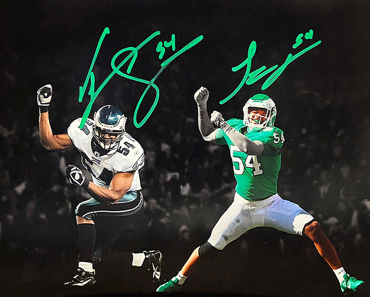 Jeremiah Trotter, Sr. & Jr. Blackout Philadelphia Eagles Dual-Autographed 16" x 20" Football Photo 2