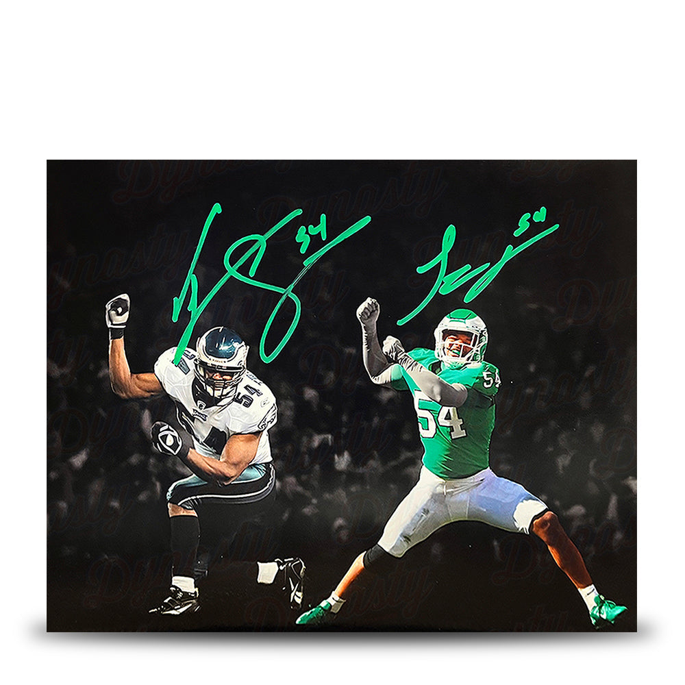 Jeremiah Trotter, Sr. & Jr. Blackout Philadelphia Eagles Dual-Autographed 16" x 20" Football Photo 1