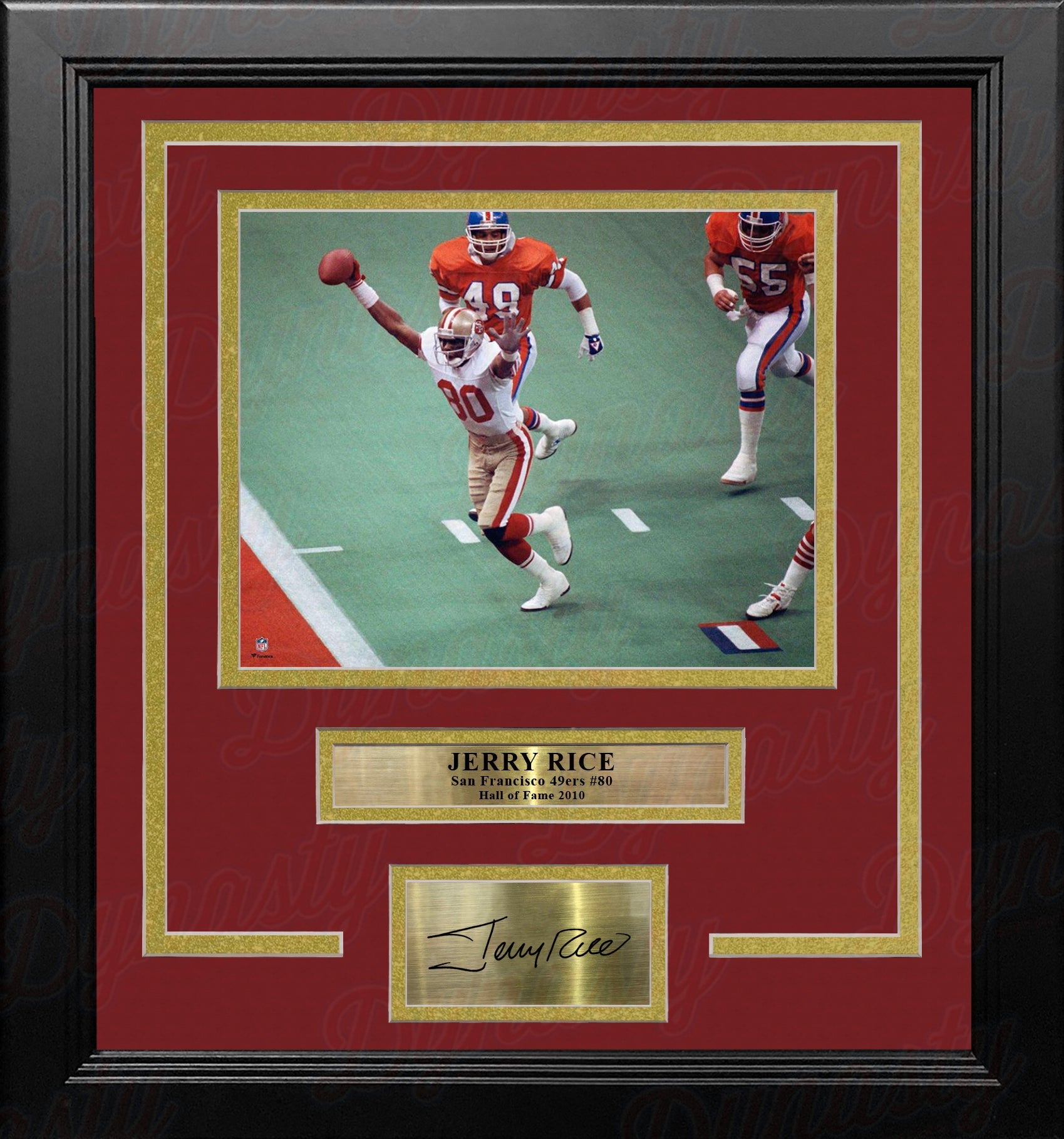 Jerry Rice Super Bowl XXIV Touchdown San Francisco 49ers 8x10 Framed Photo with Engraved Autograph 1