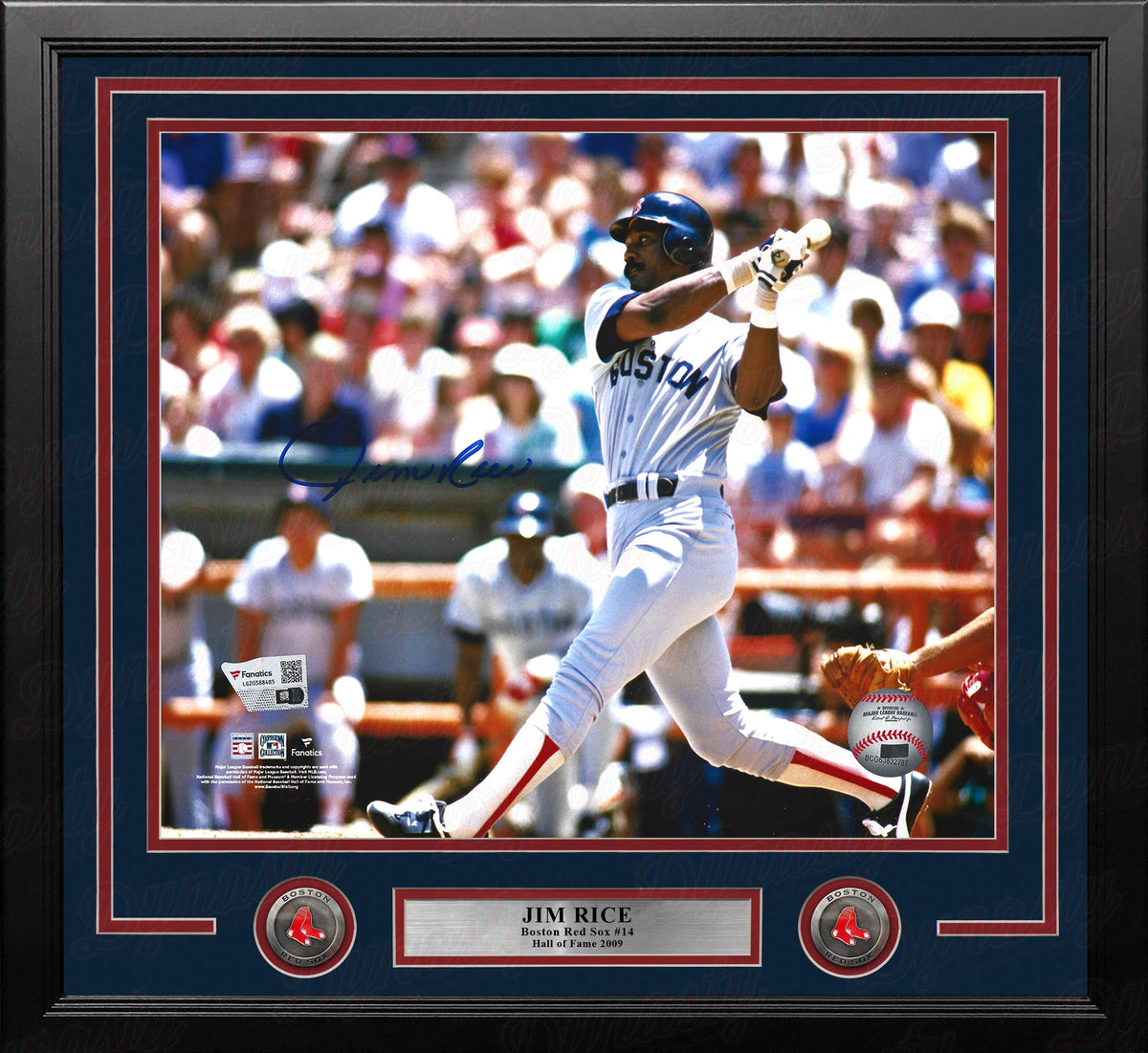 Jim Rice Swinging Action Boston Red Sox Autographed 11" x 14" Framed Baseball Photo 1