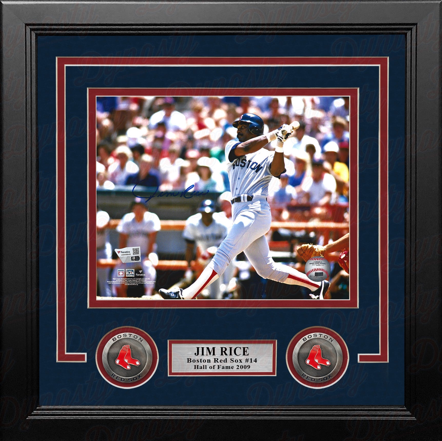 Jim Rice Swinging Action Boston Red Sox Autographed 8" x 10" Framed Baseball Photo 1