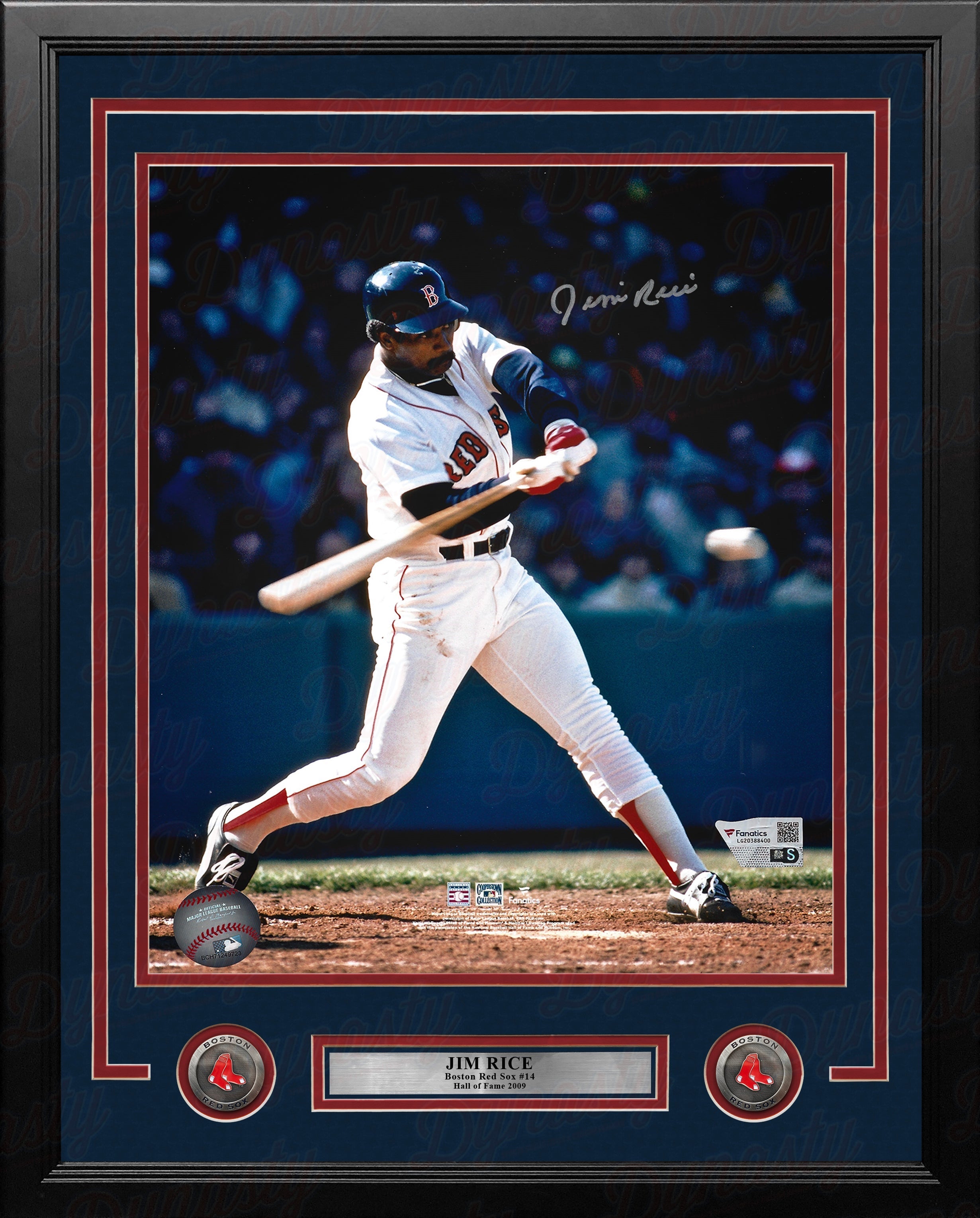 Jim Rice At-Bat Boston Red Sox Autographed 16" x 20" Framed Baseball Photo 1