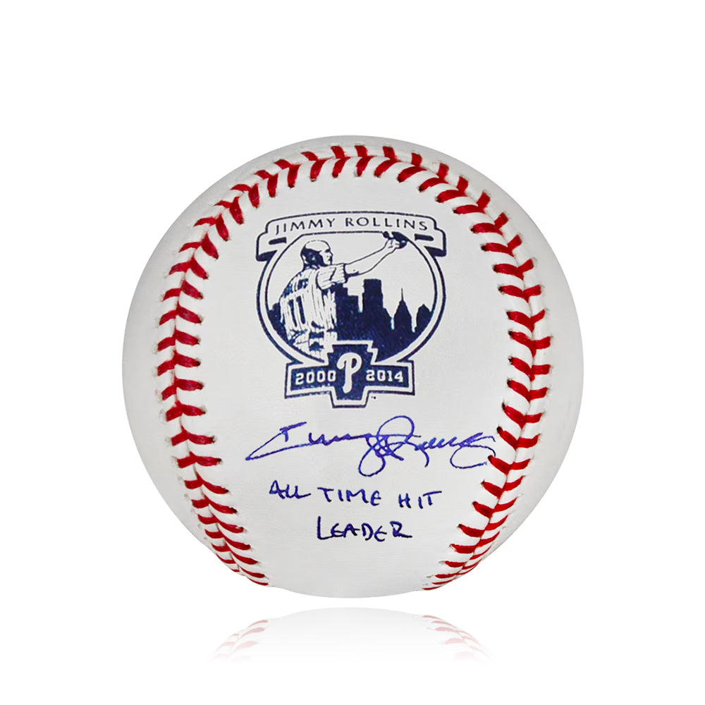 Jimmy Rollins Philadelphia Phillies Autographed Retirement OML Baseball (All Time Hits Leader) 1