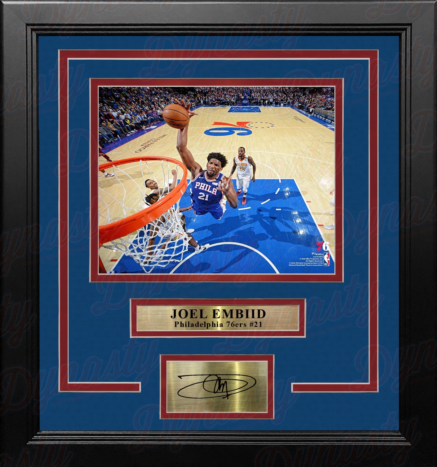 Joel Embiid Rim-Cam Dunk Philadelphia 76ers 8" x 10" Framed Basketball Photo with Engraved Autograph 1