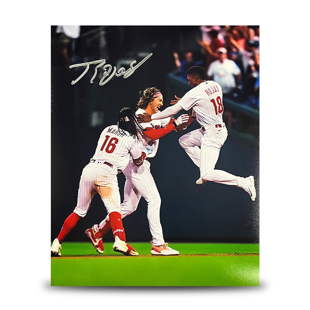 Johan Rojas Celebration Philadelphia Phillies Autographed 11" x 14" Baseball Photo 1