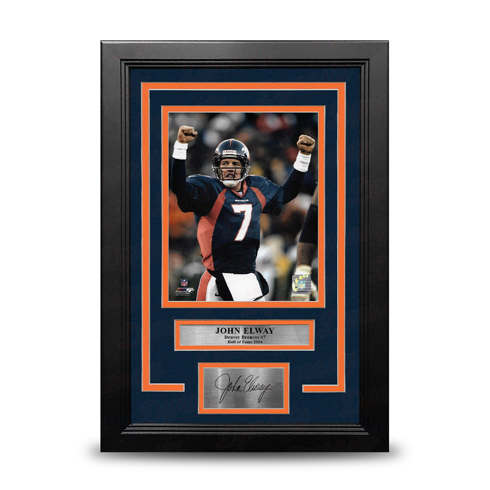 John Elway Celebration Denver Broncos 8" x 10" Framed Football Photo with Engraved Autograph 1