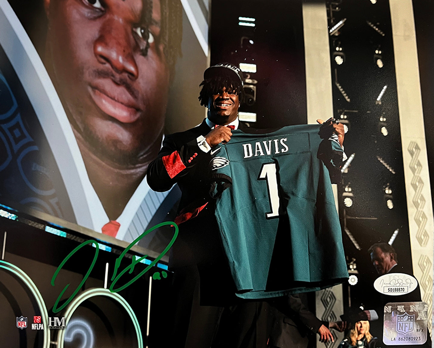 Jordan Davis Philadelphia Eagles Autographed Draft Night 8" x 10" Football Photo 1