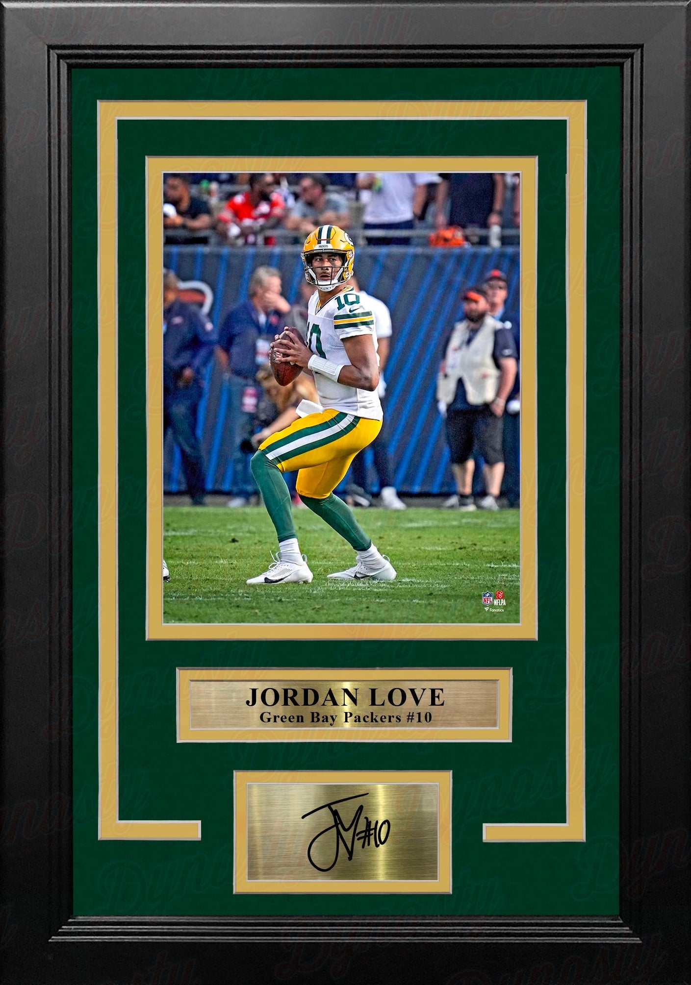 Jordan Love in Action Green Bay Packers 8" x 10" Framed Football Photo with Engraved Autograph 1