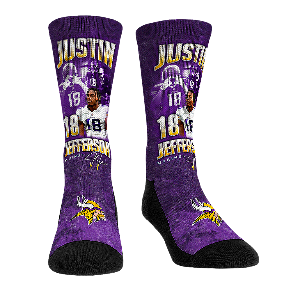 Justin Jefferson - Minnesota Vikings  - Retro Photo | Rock 'Em Socks 1