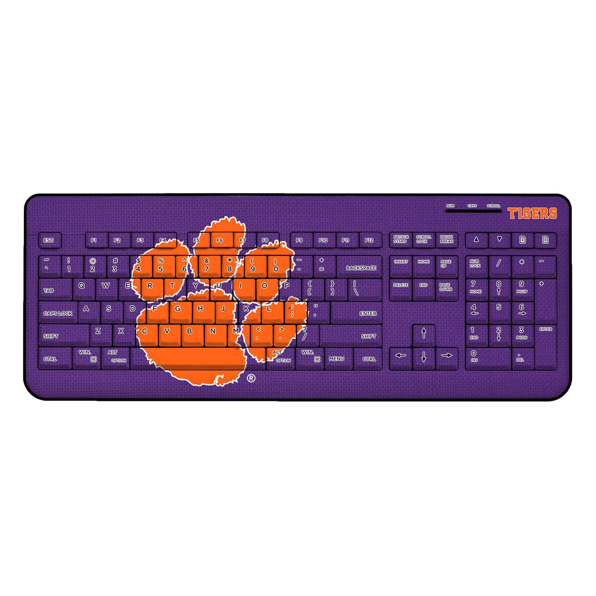 Clemson University Tigers Solid Wireless USB Keyboard 1