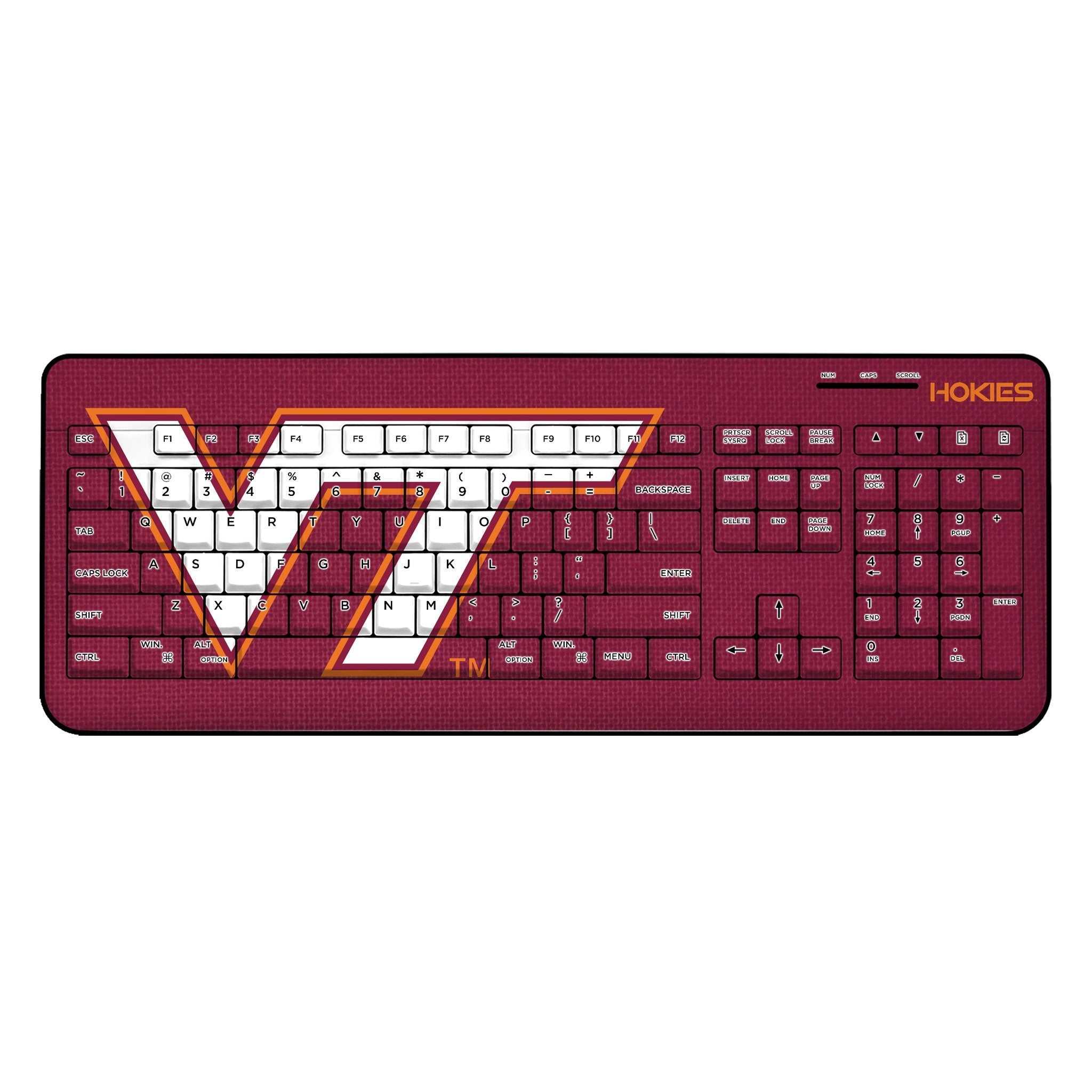 Virginia Tech Hokies Solid Wireless USB Keyboard 1