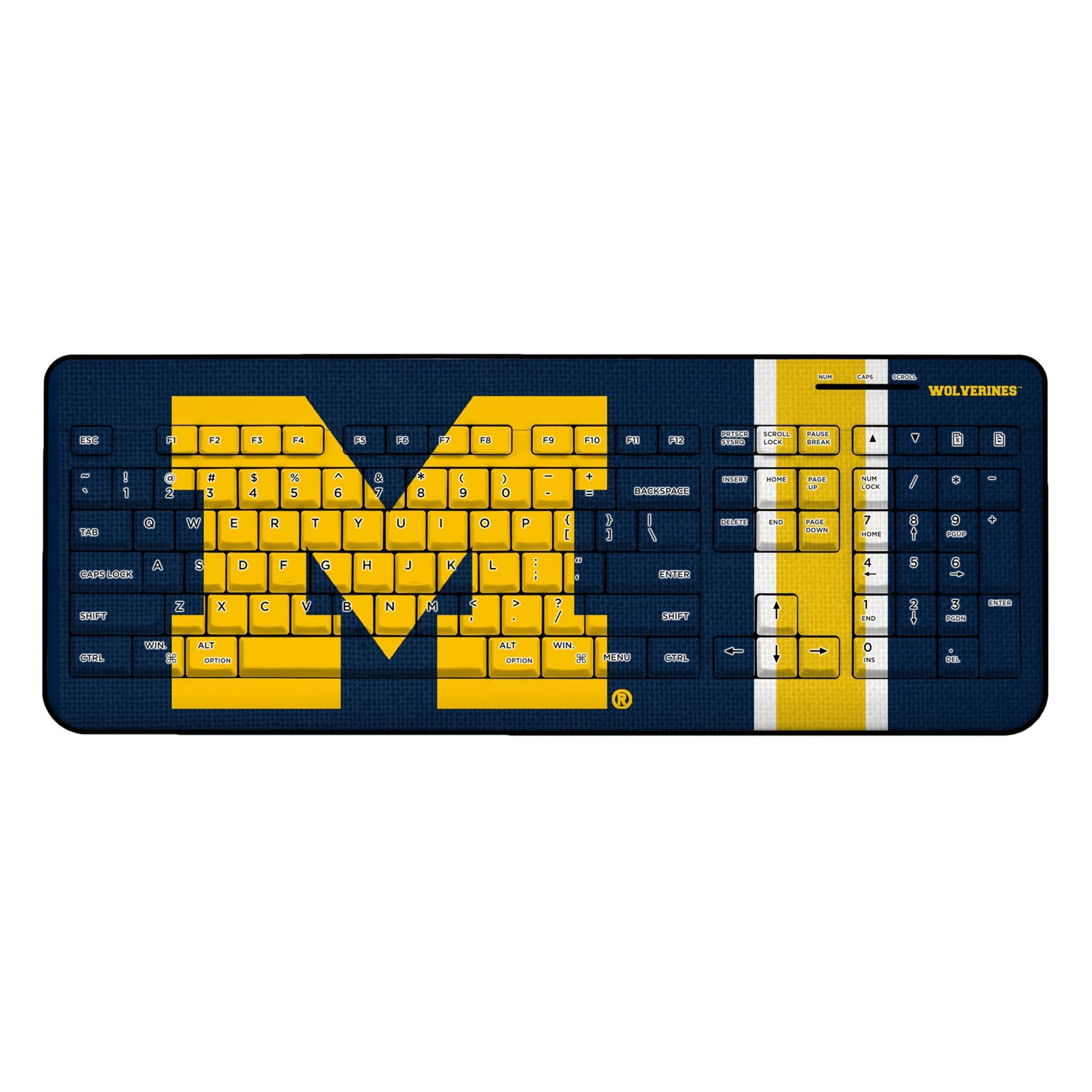 University of Michigan Wolverines Stripe Wireless USB Keyboard 1