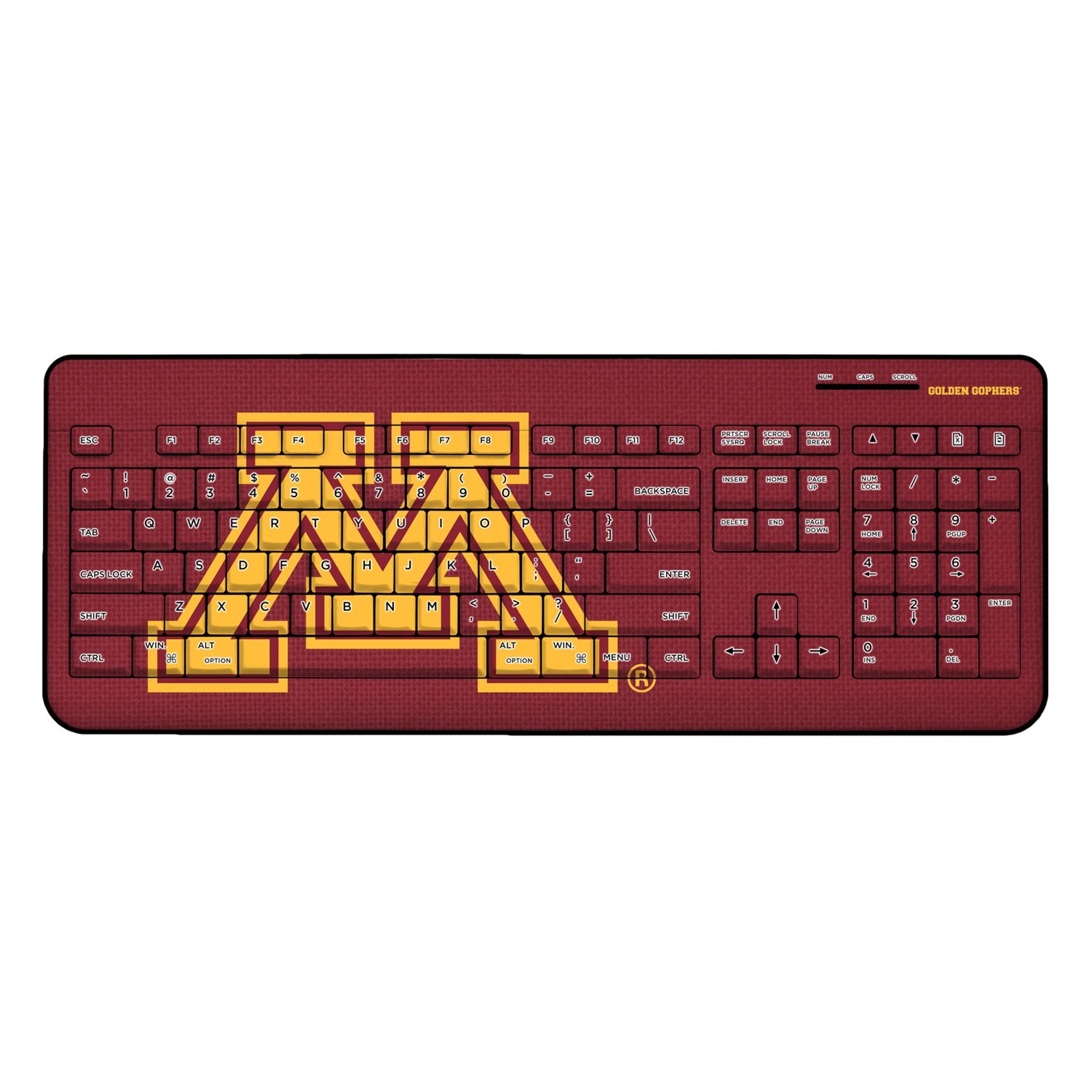 University of Minnesota Golden Gophers Solid Wireless USB Keyboard 1
