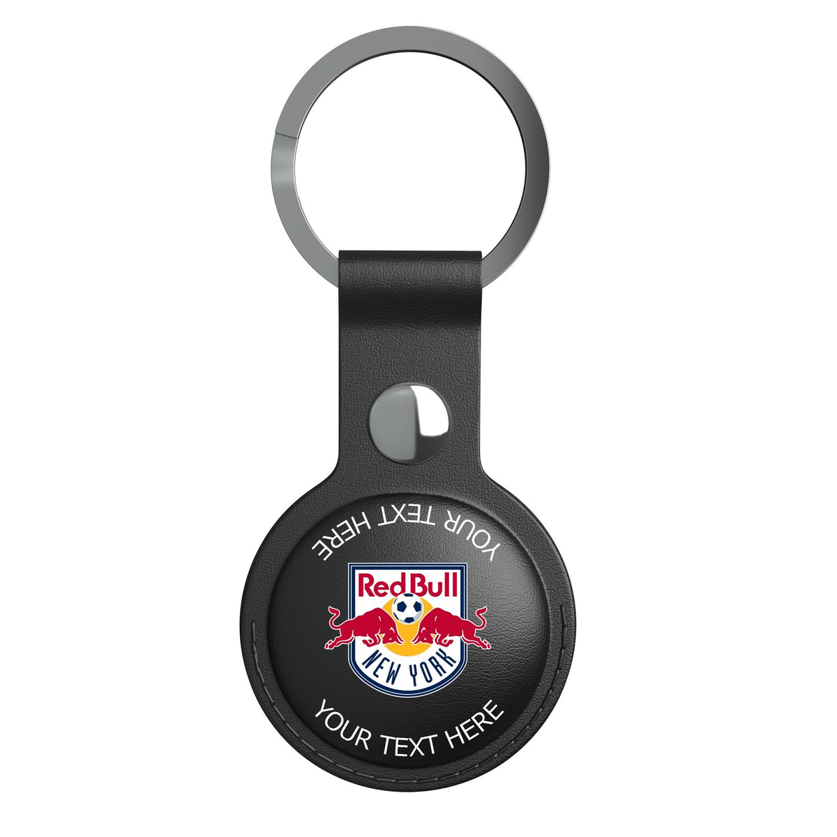 New York Red Bulls Personalized Insignia Black Airtag Holder 1
