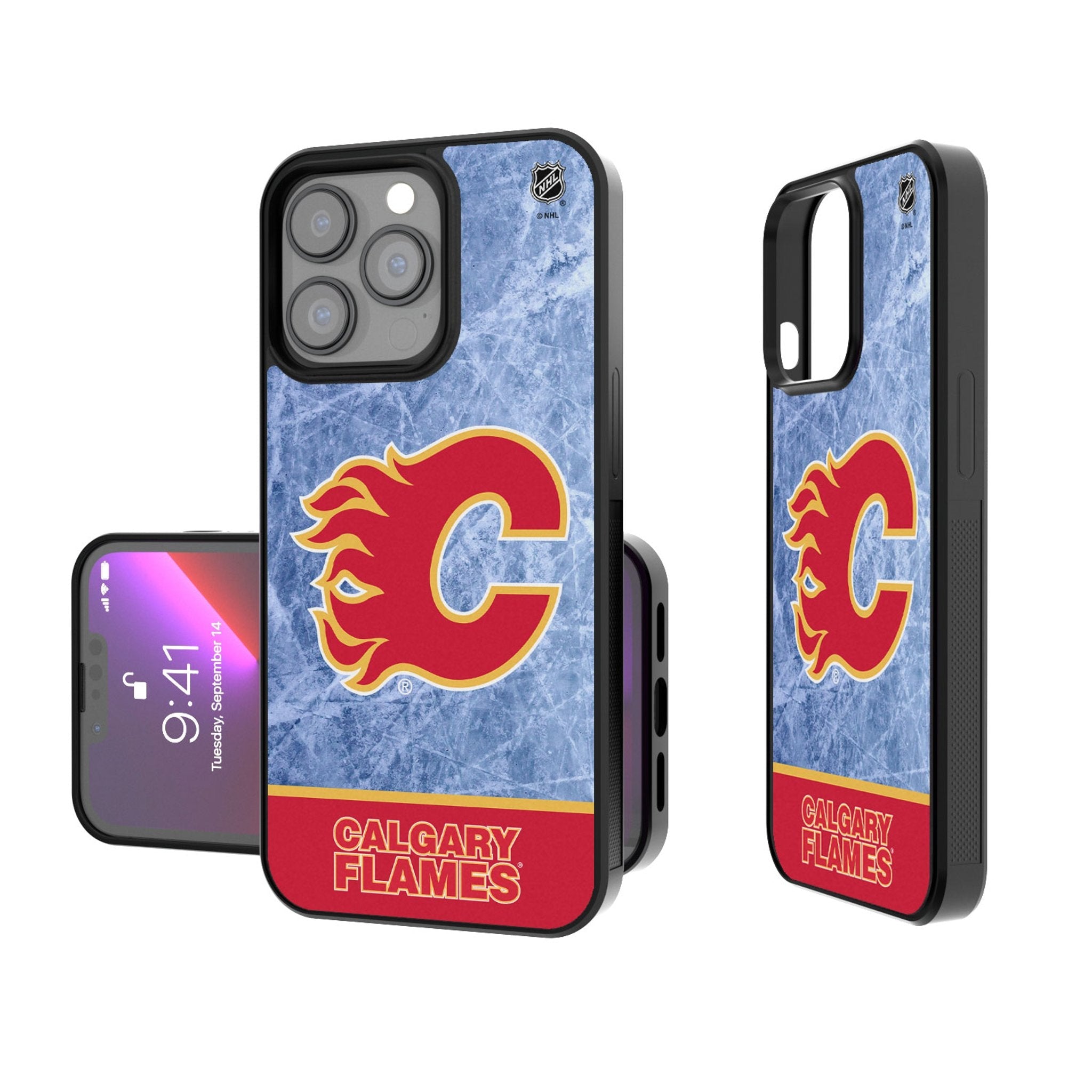 Calgary Flames Ice Wordmark Bump Phone Case