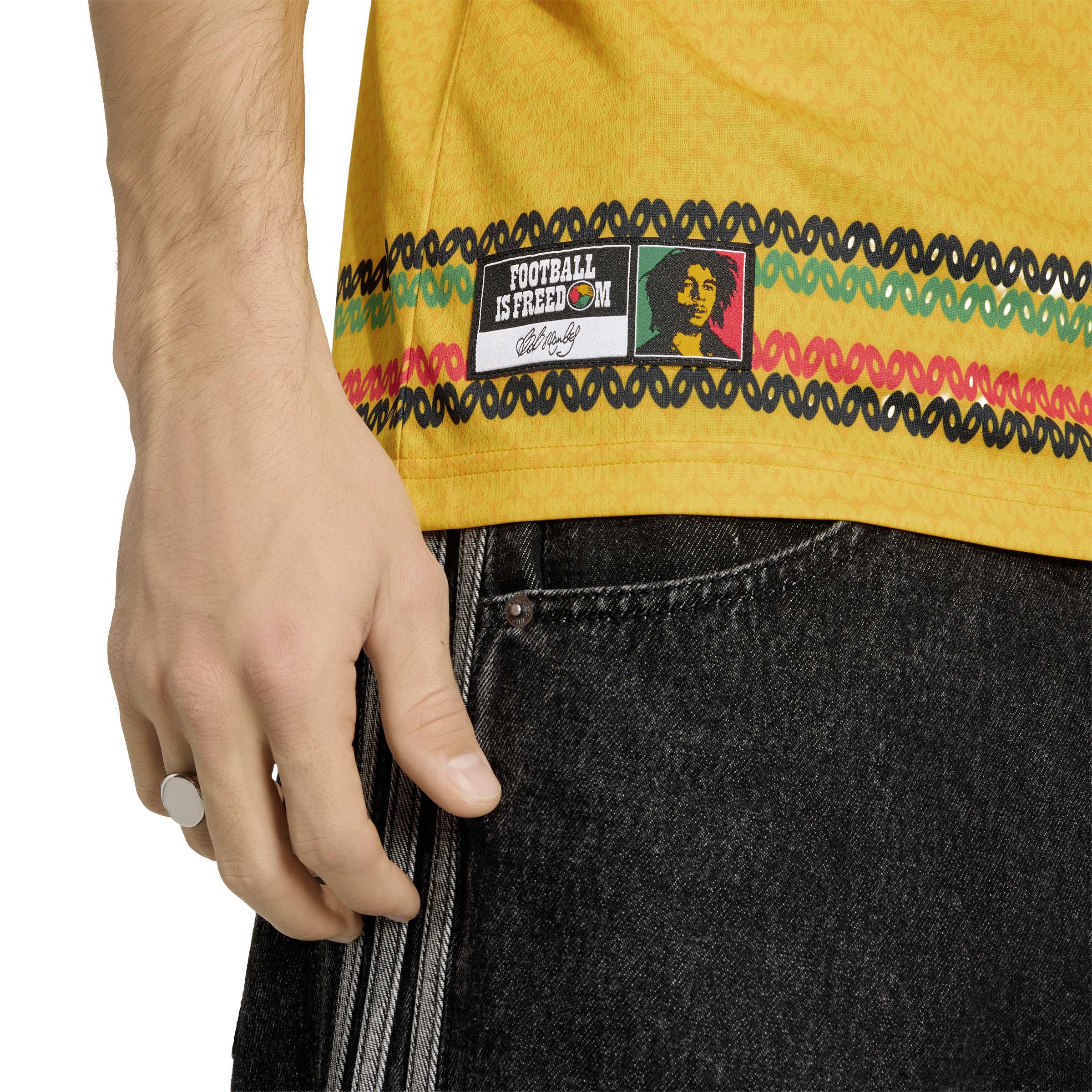 Adidas Mens Jamaica 26 x Bob Marley Home Jersey - Gold 4