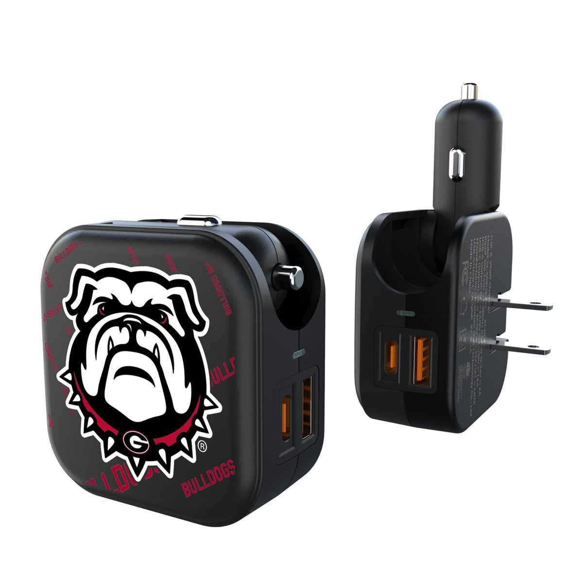University of Georgia Bulldogs Uga Quadtile 2 in 1 USB A/C Charger
