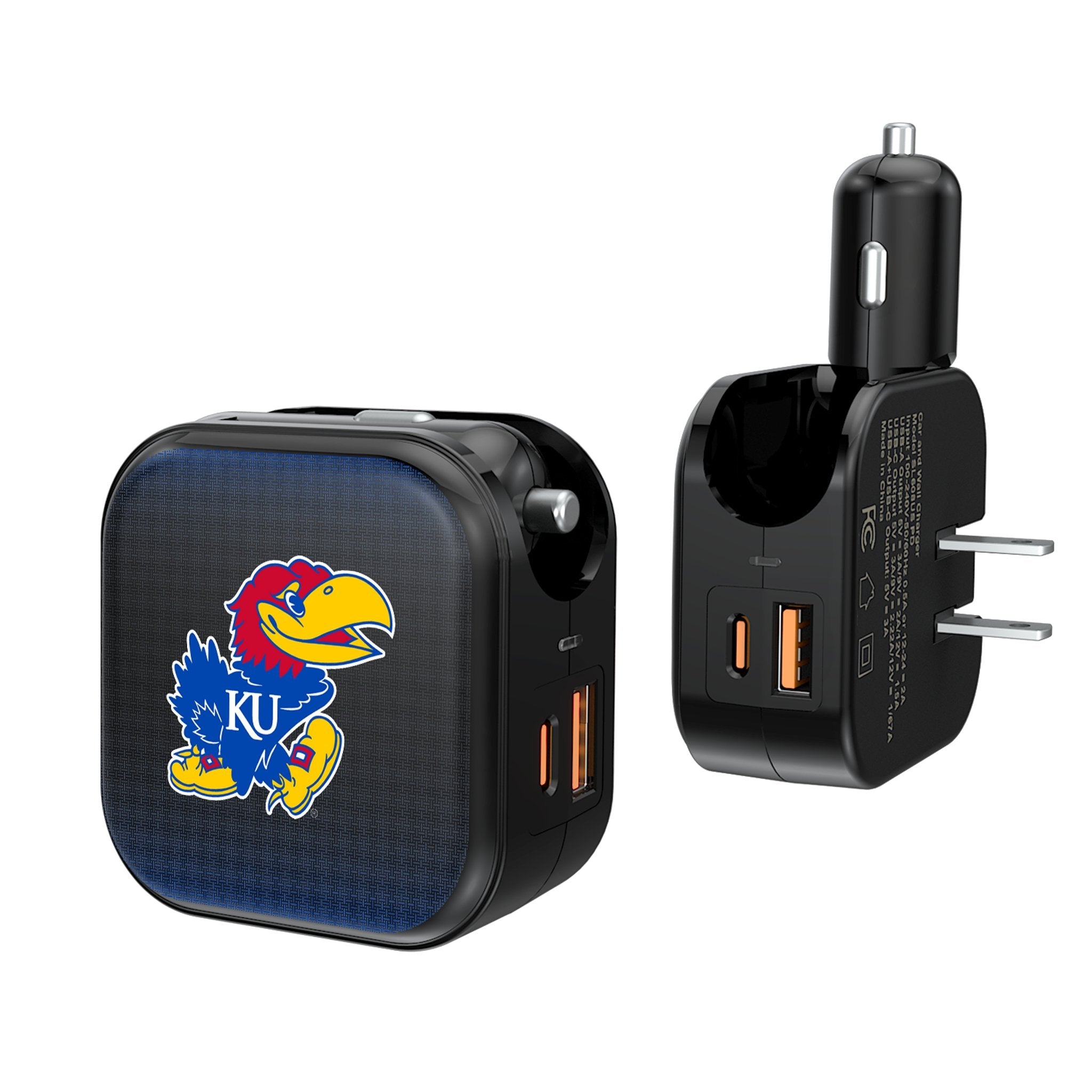University of Kansas Jayhawks Linen 2 in 1 USB A/C Charger 1