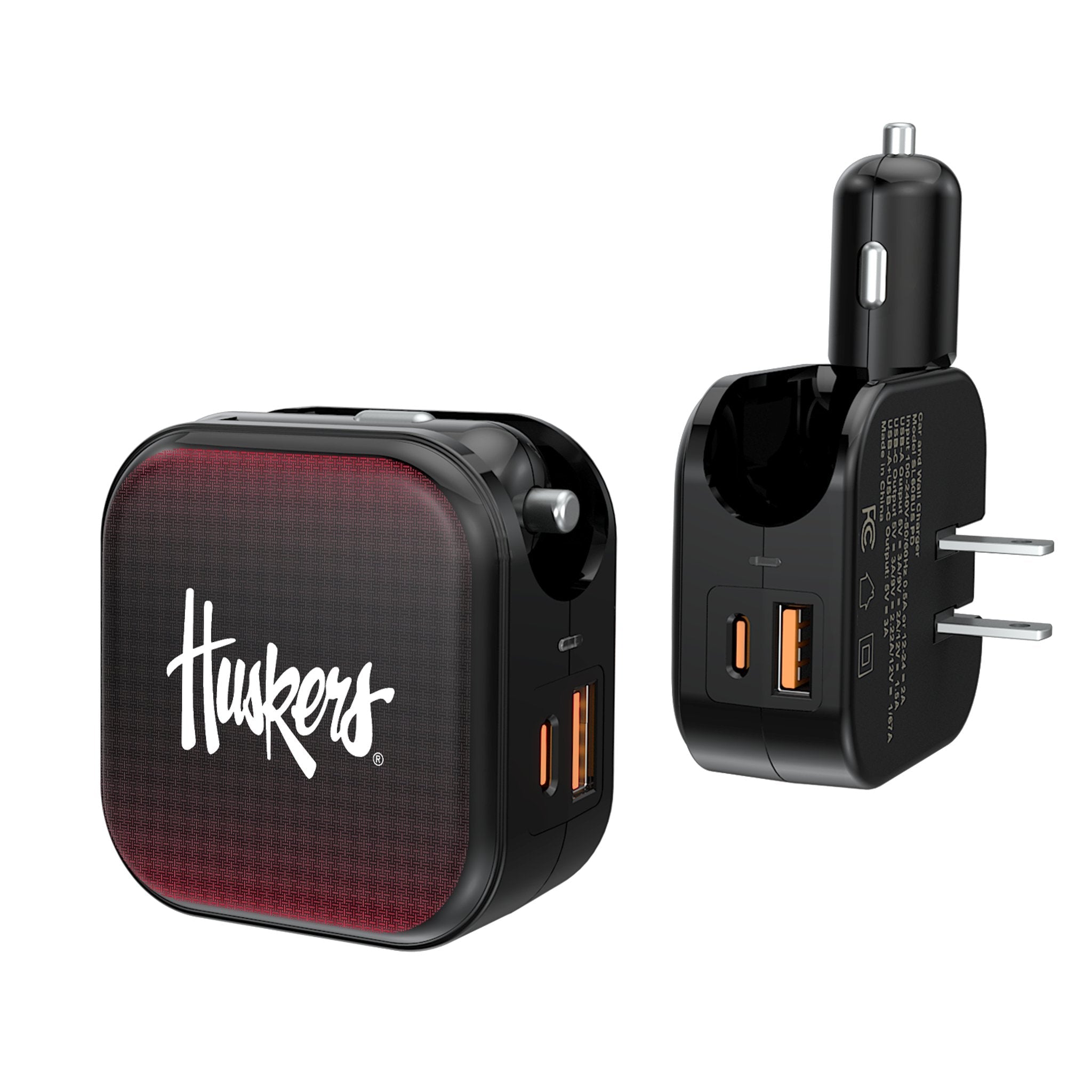 University of Nebraska Huskers Linen 2 in 1 USB A/C Charger 1