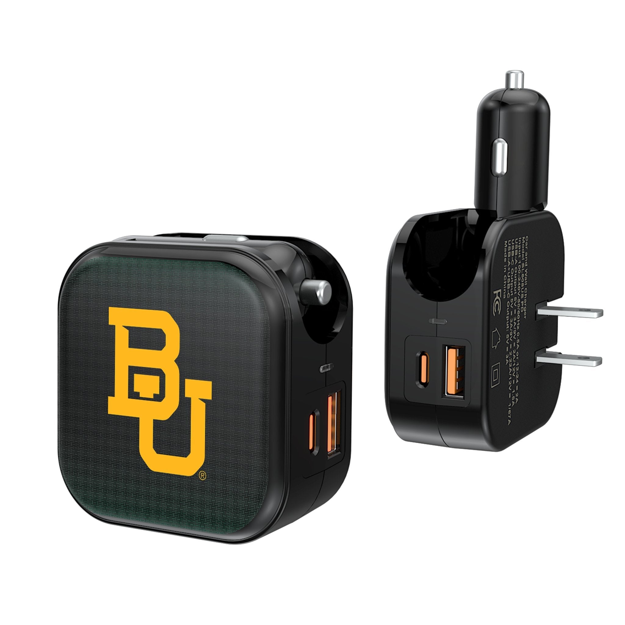 Baylor University Bears Linen 2 in 1 USB A/C Charger 1