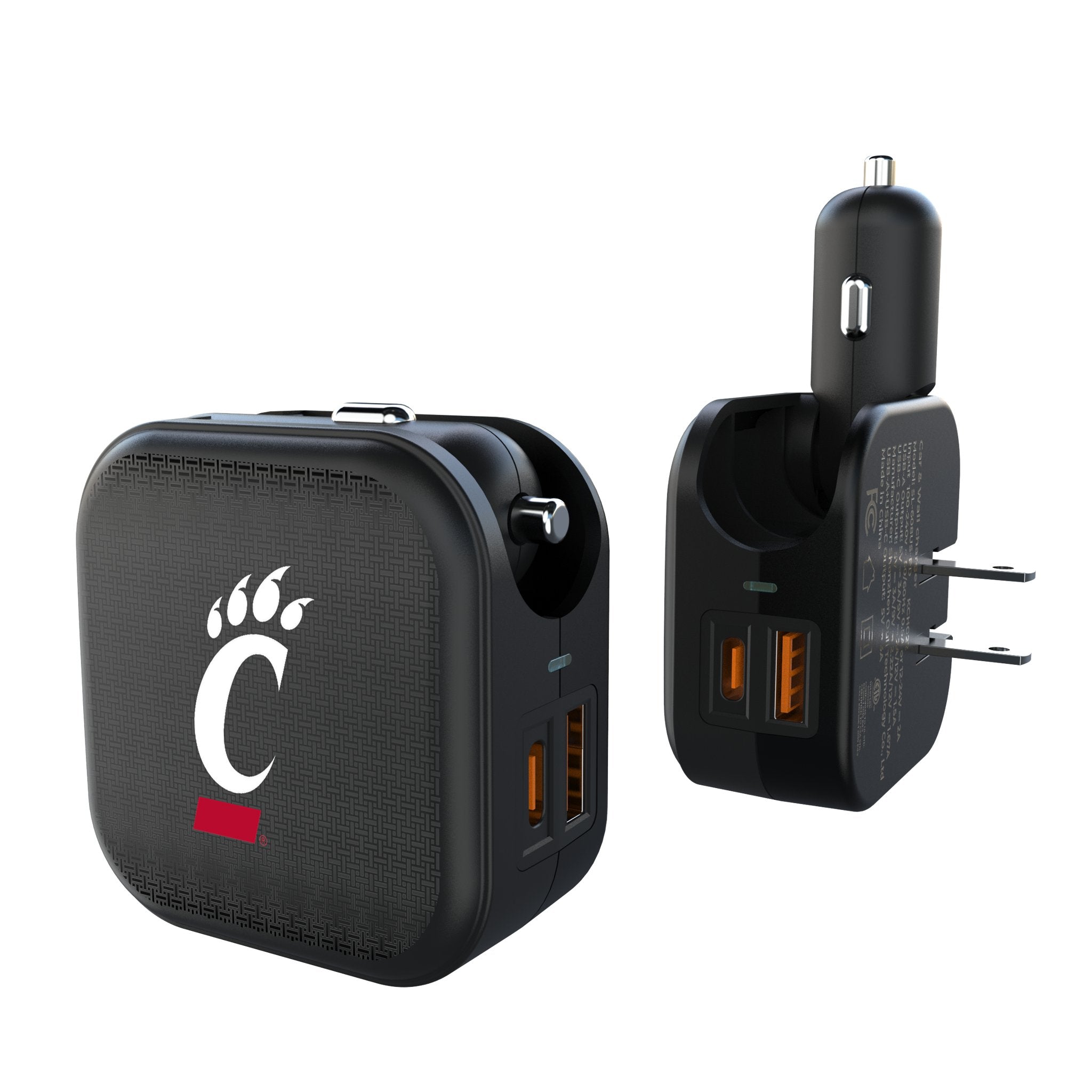 University of Cincinnati Bearcats Linen 2 in 1 USB A/C Charger