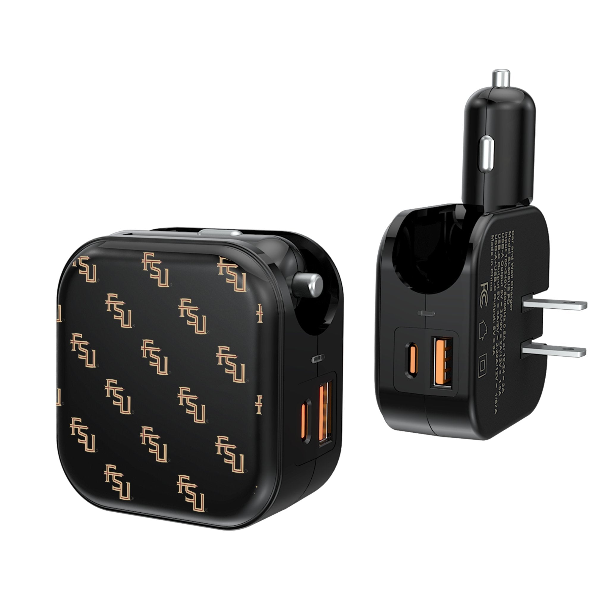 Florida State University Seminoles Fashion Pattern 2 in 1 USB A/C Charger