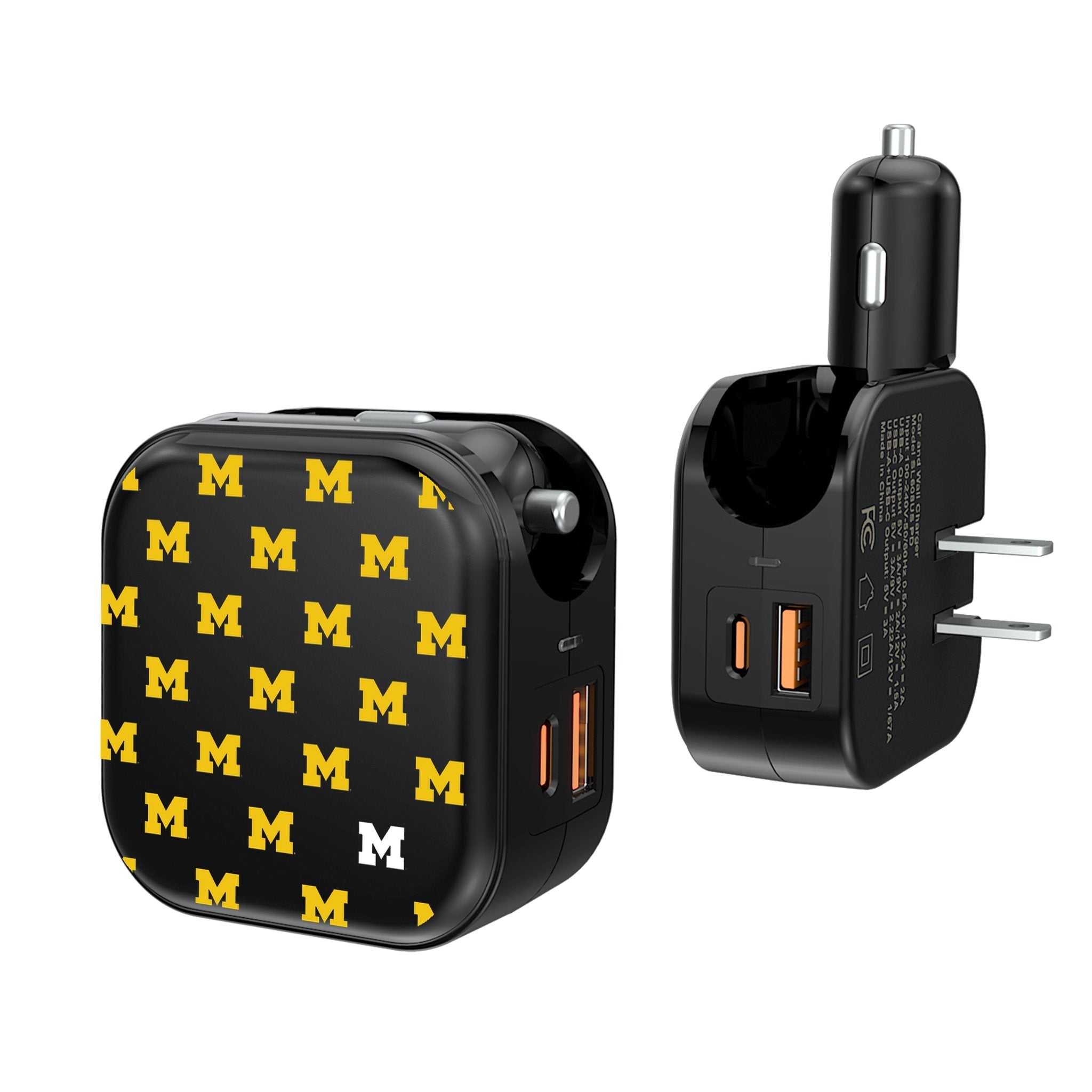 University of Michigan Wolverines Fashion Pattern 2 in 1 USB A/C Charger 1