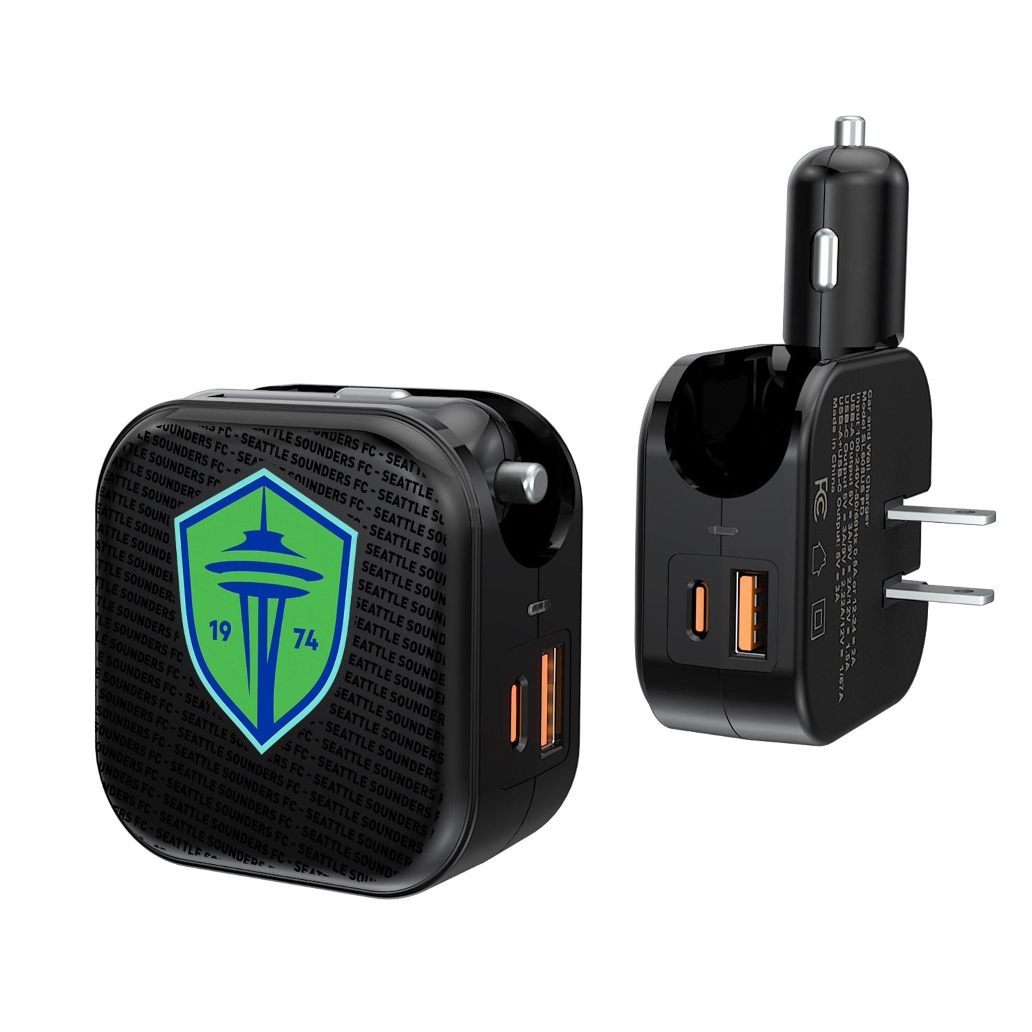 Seattle Sounders FC   Text Backdrop 2 in 1 USB A/C Charger 1