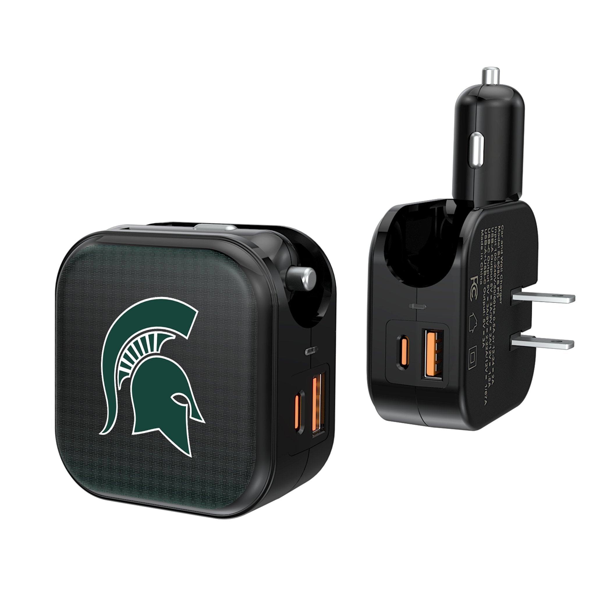 Michigan State University Spartans Linen 2 in 1 USB A/C Charger 1