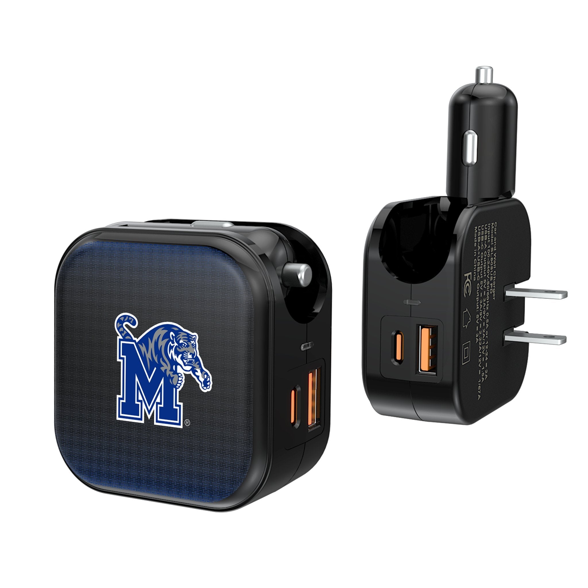 University of Memphis Tigers Linen 2 in 1 USB A/C Charger 1