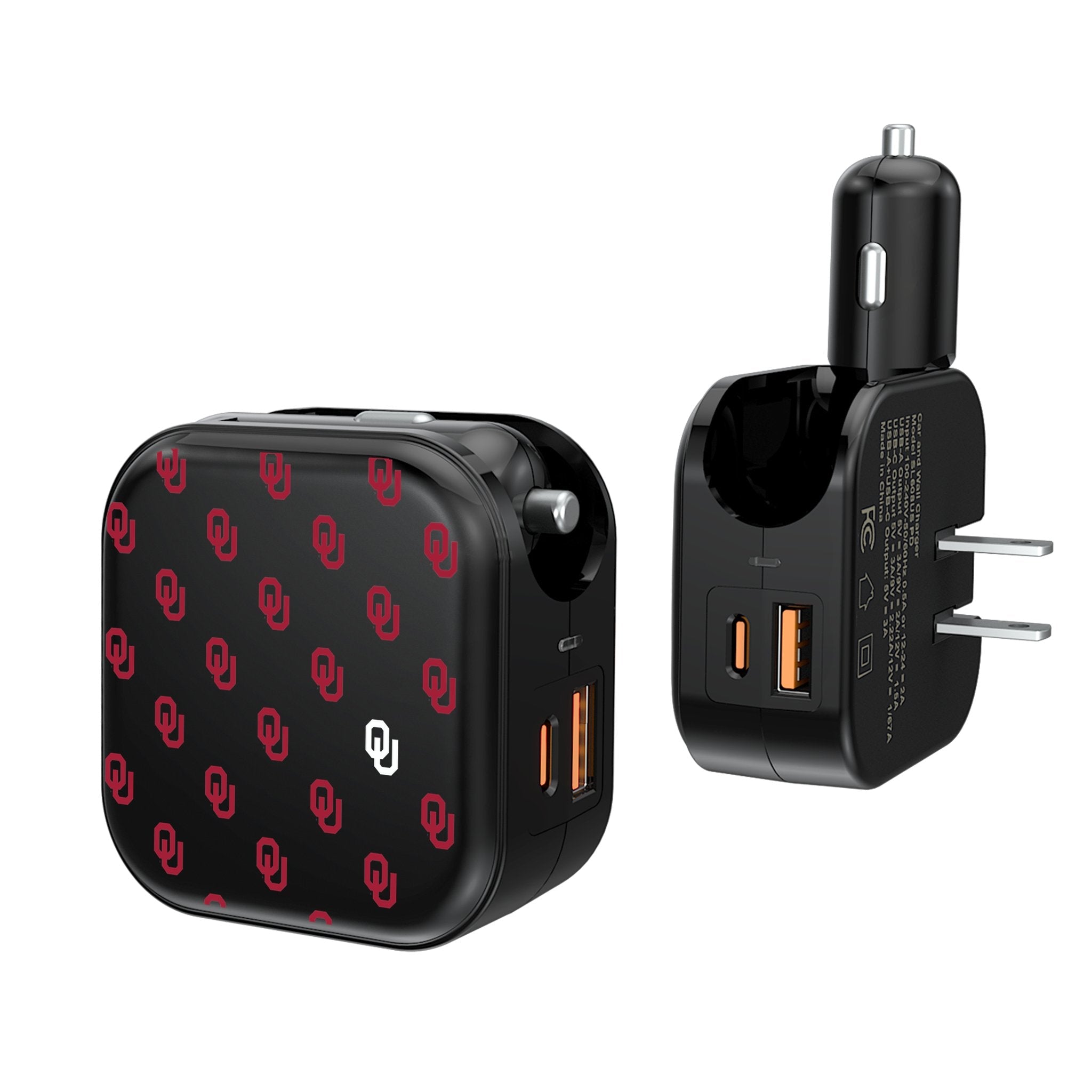 University of Oklahoma Sooners Fashion Pattern 2 in 1 USB A/C Charger 1