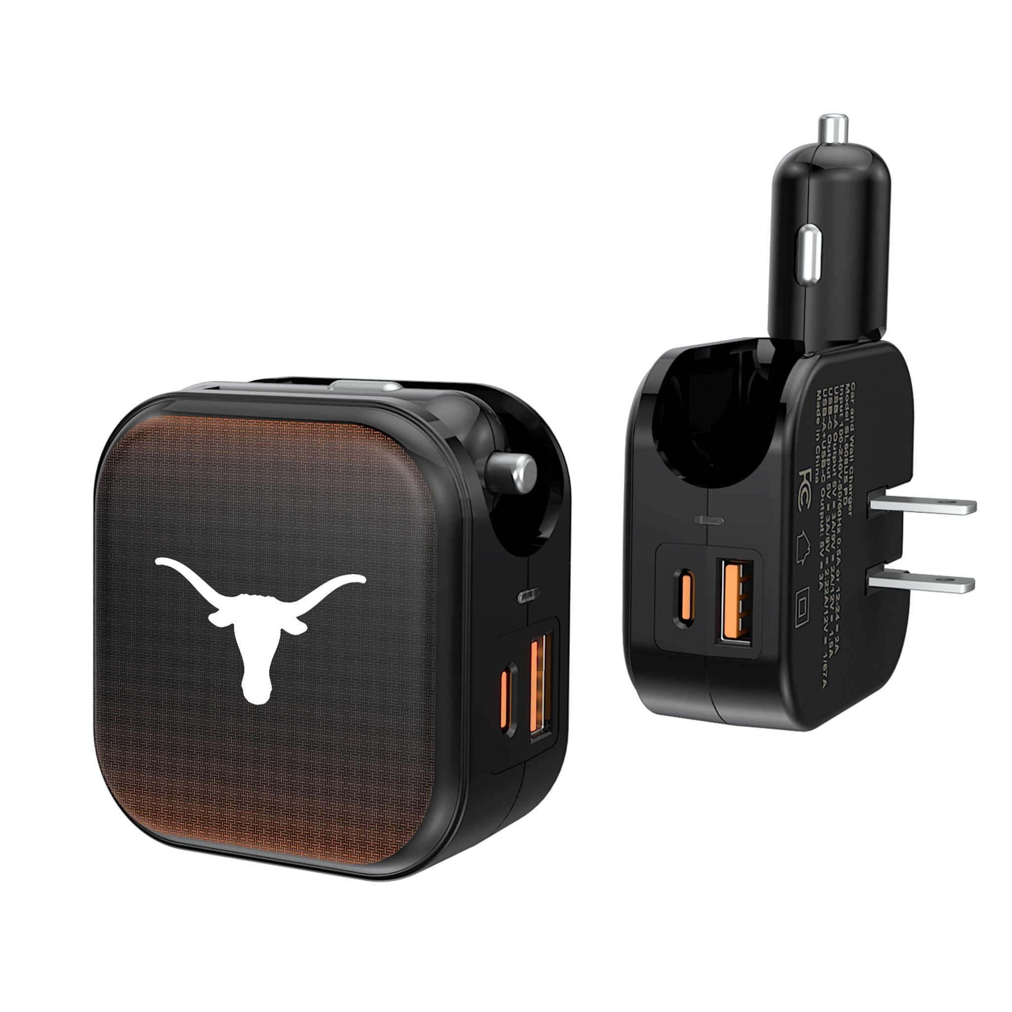 University of Texas Longhorns Linen 2 in 1 USB A/C Charger 1