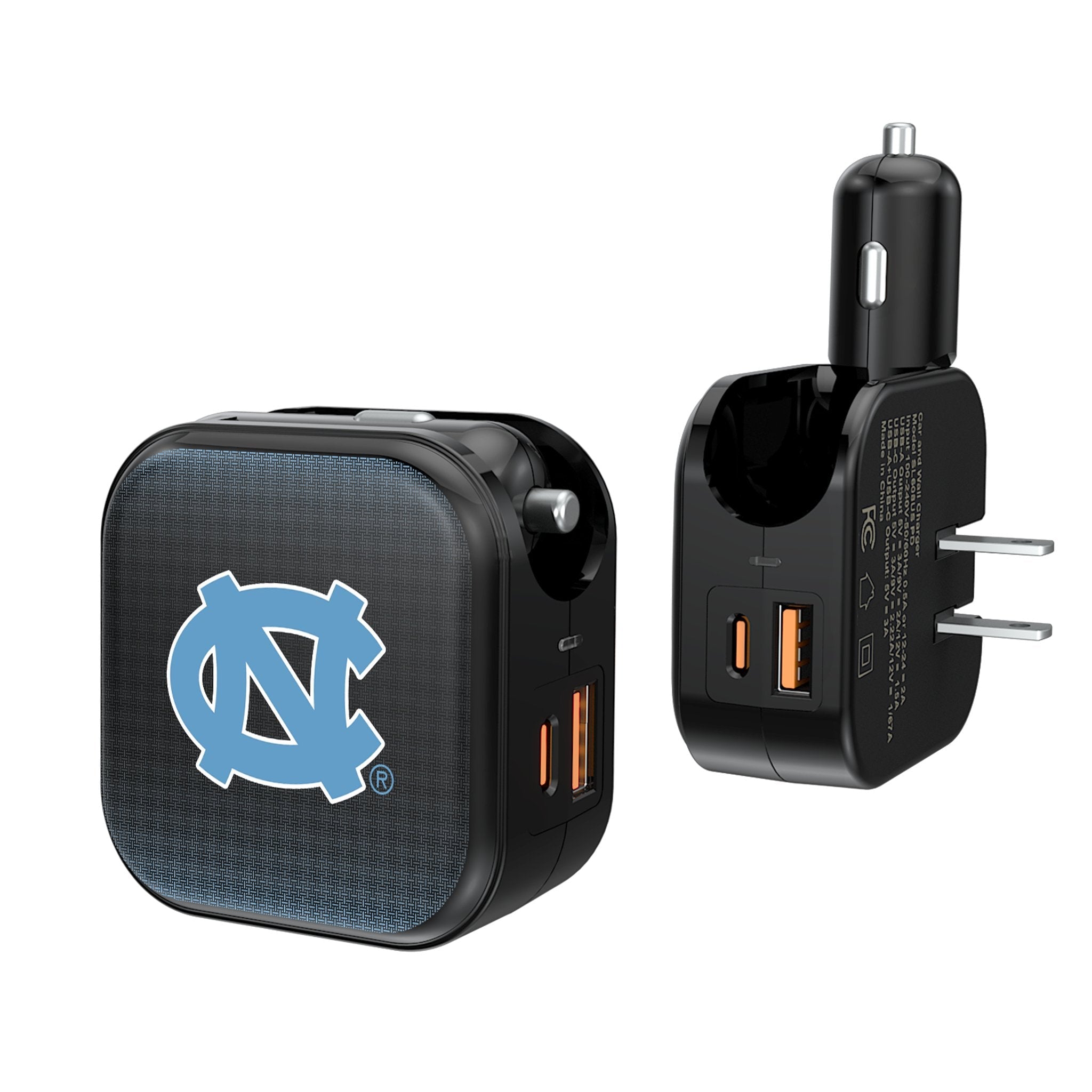 University of North Carolina Tar Heels Linen 2 in 1 USB A/C Charger 1