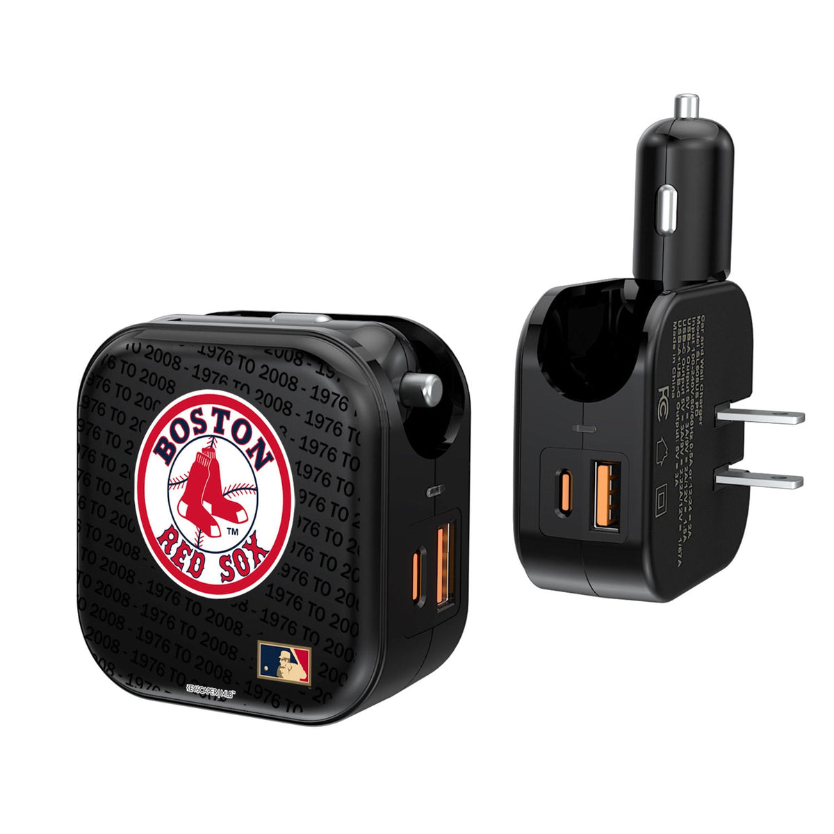 Boston Red Sox 1976-2008 - Cooperstown Collection Text Backdrop 2 in 1 USB A/C Charger 1