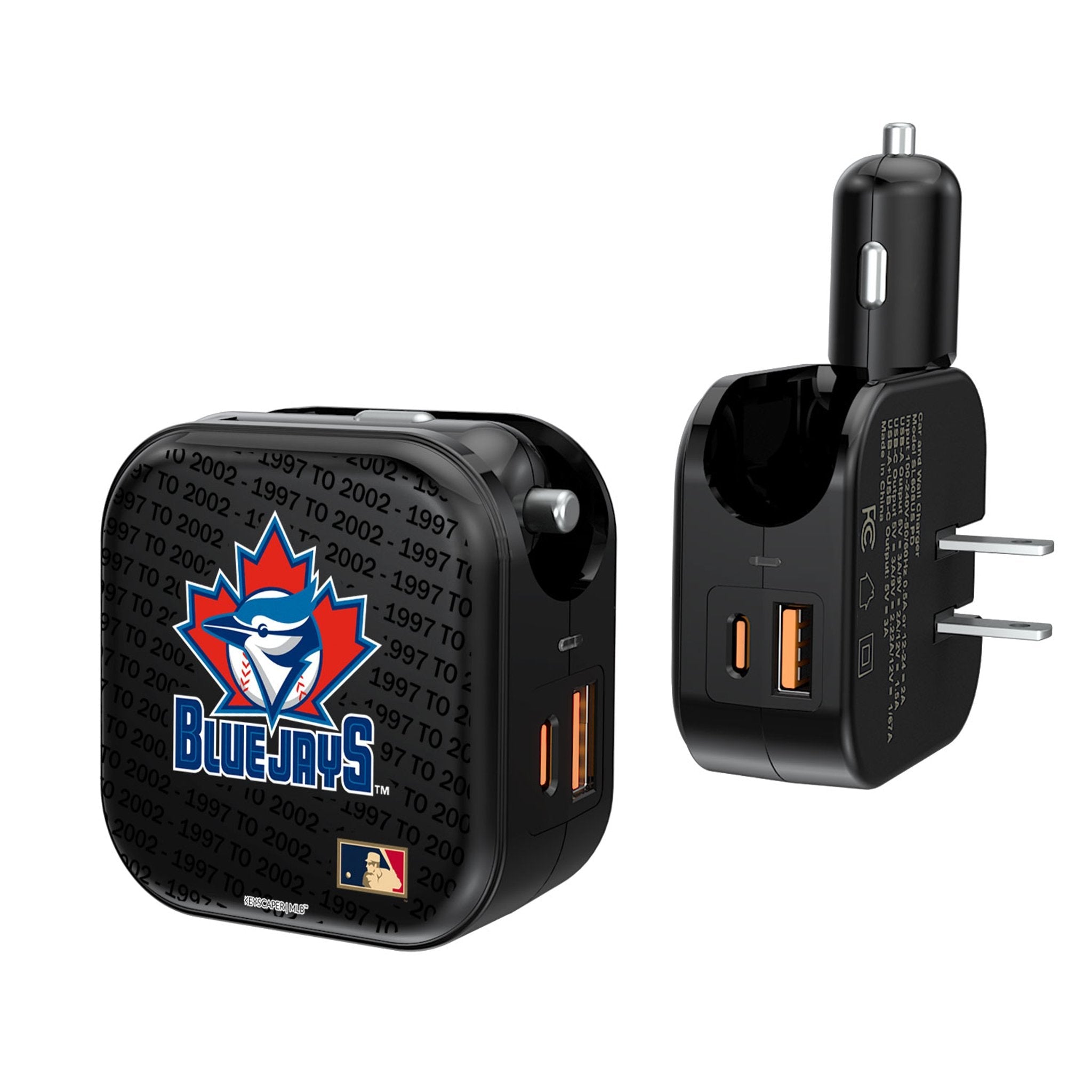 Toronto Blue Jays 1997-2002 - Cooperstown Collection Text Backdrop 2 in 1 USB A/C Charger 1