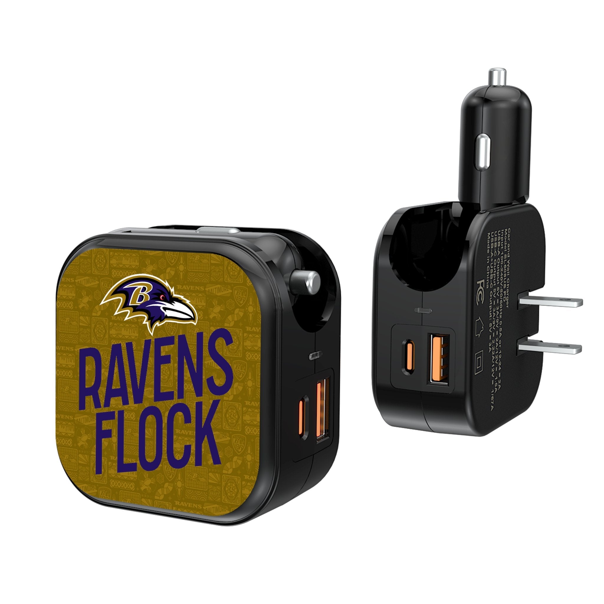 Baltimore Ravens 2024 Illustrated Limited Edition 2 in 1 USB A/C Charger 1