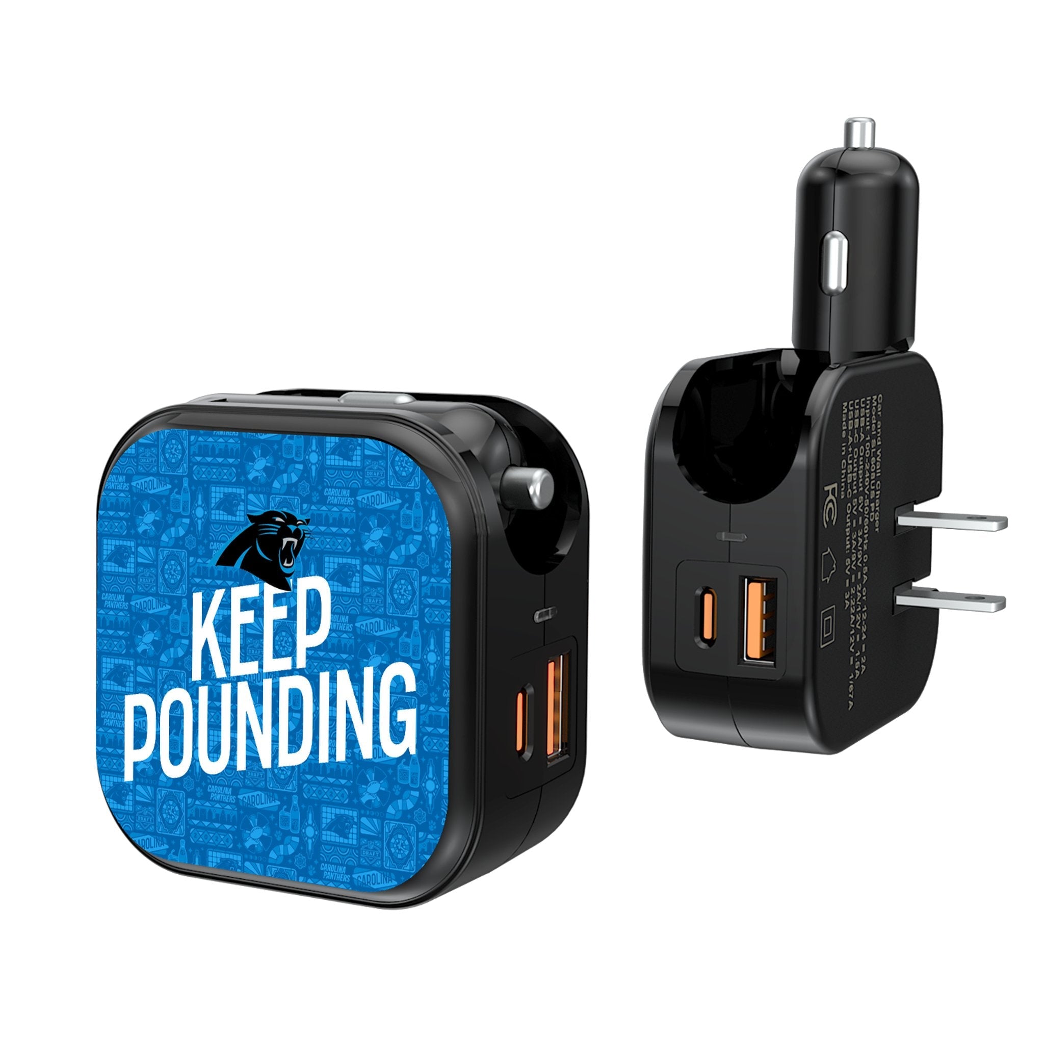 Carolina Panthers 2024 Illustrated Limited Edition 2 in 1 USB A/C Charger 1