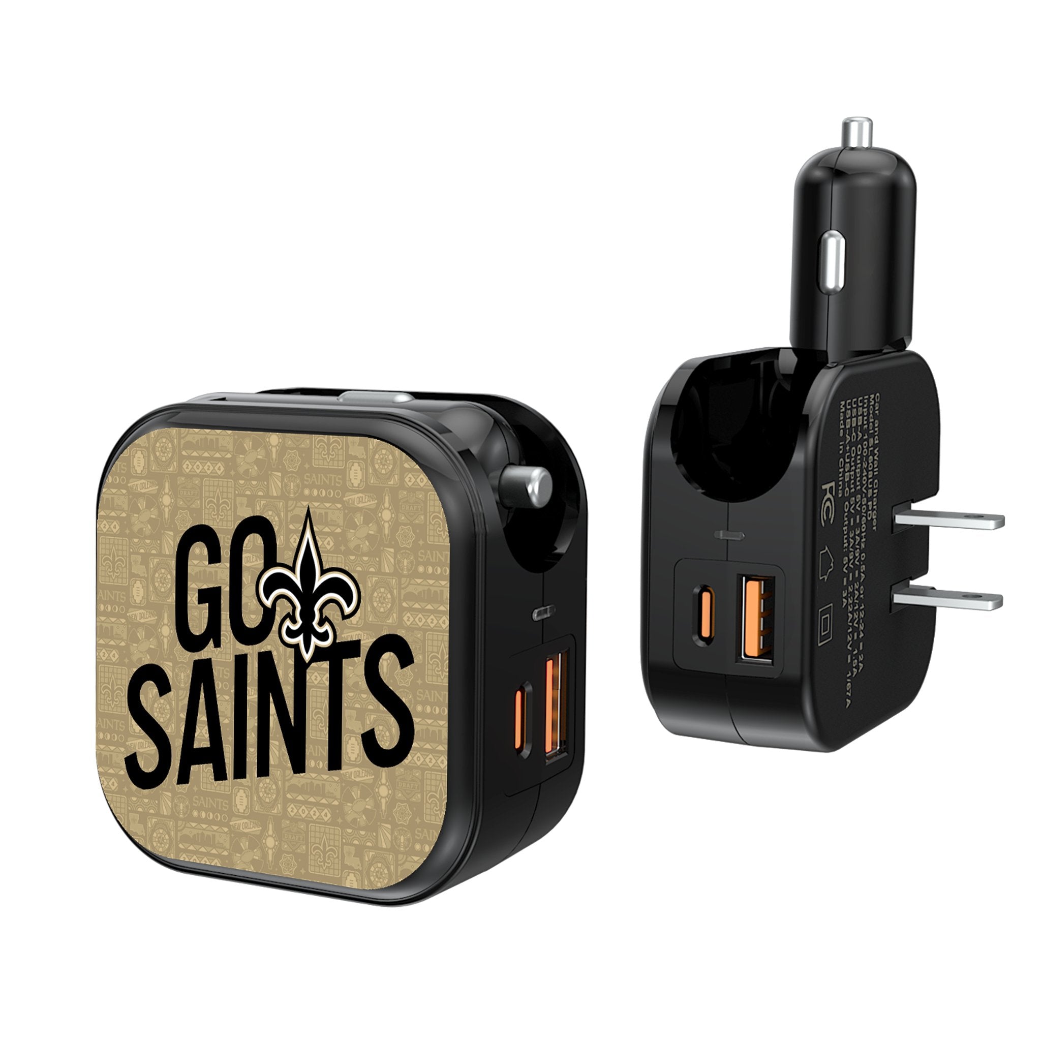 New Orleans Saints 2024 Illustrated Limited Edition 2 in 1 USB A/C Charger 1