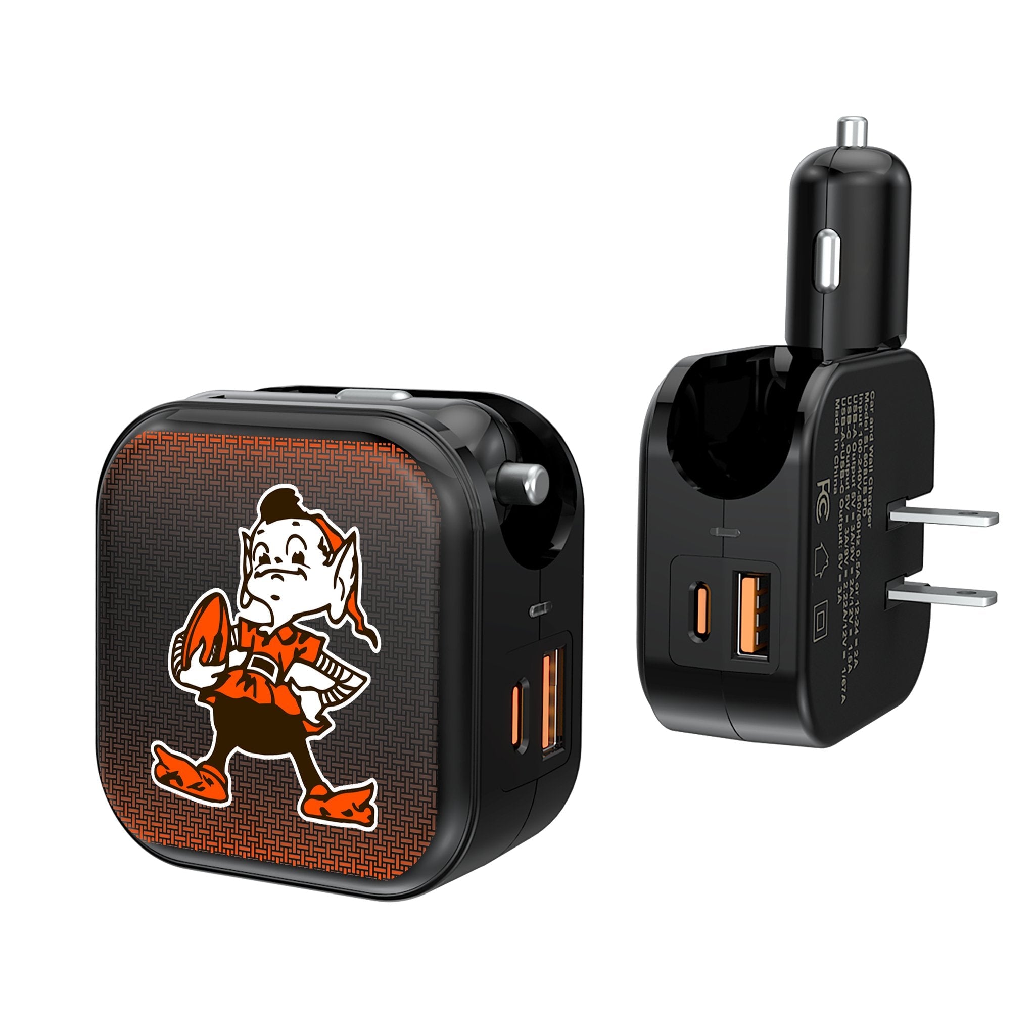 Cleveland Browns Historic Collection Linen 2 in 1 USB A/C Charger 1