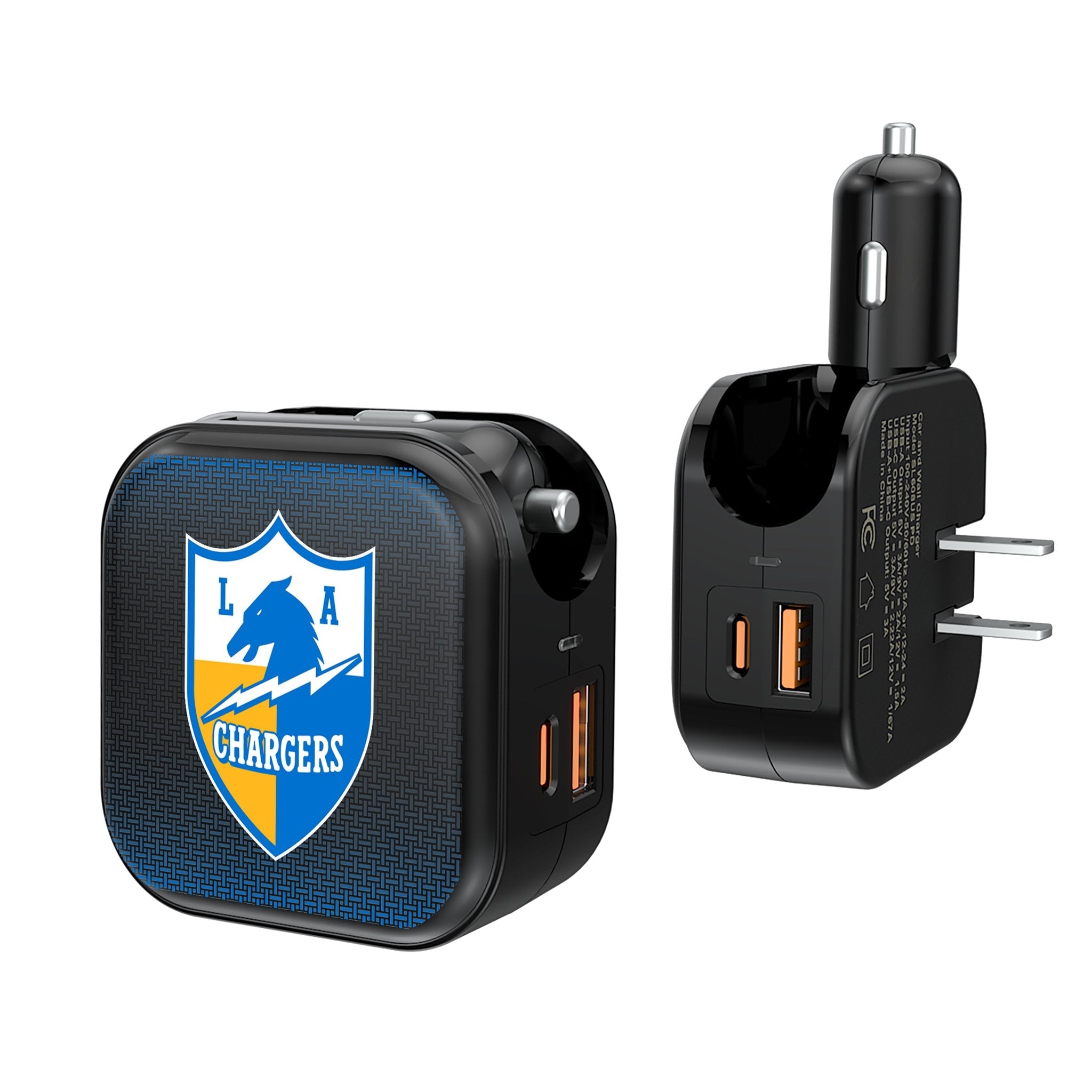 Los Angeles Chargers Historic Collection Linen 2 in 1 USB A/C Charger 1