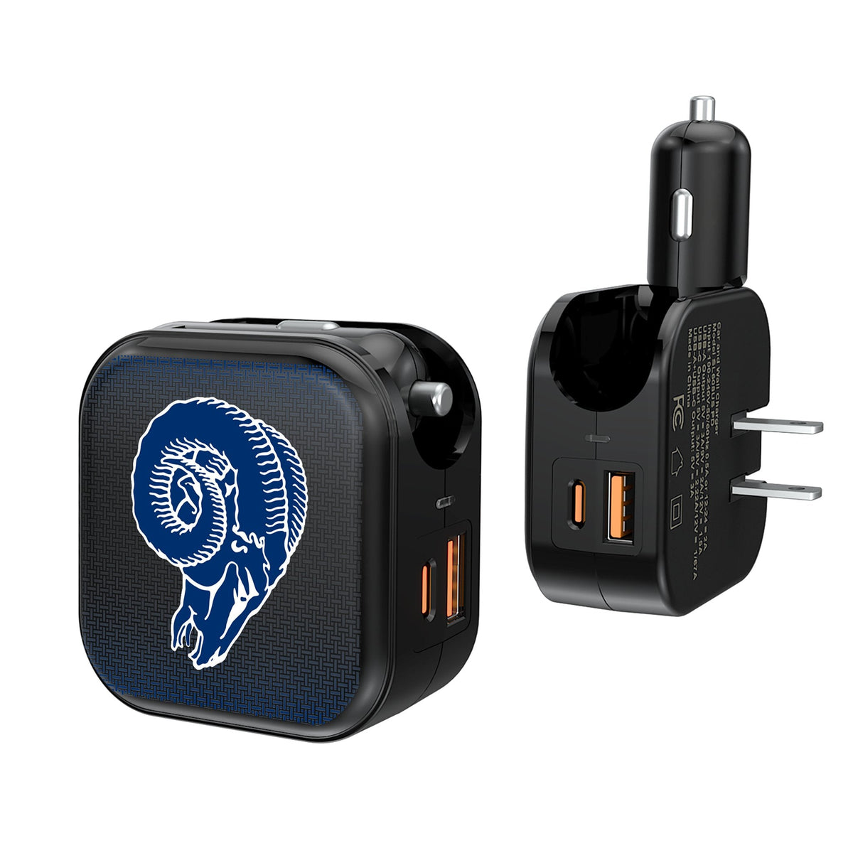 Los Angeles Rams Historic Collection Linen 2 in 1 USB A/C Charger 1