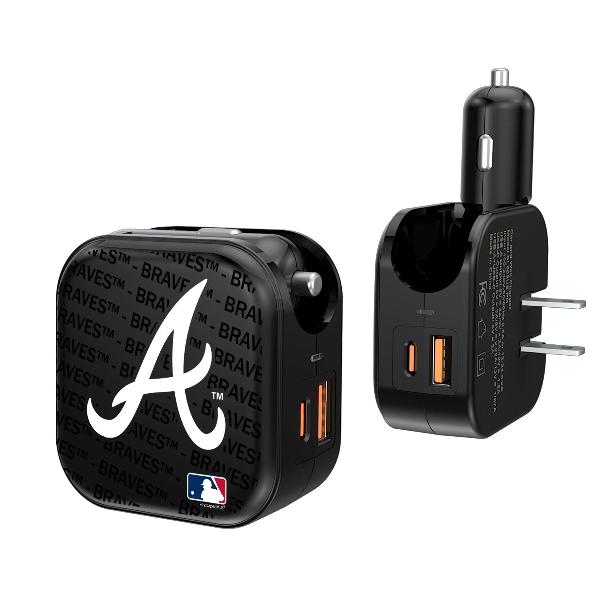 Atlanta Braves Text Backdrop 2 in 1 USB A/C Charger 1