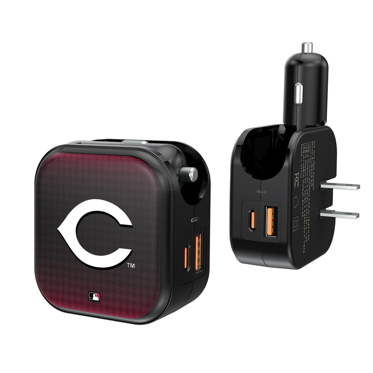 Cincinnati Reds Linen 2 in 1 USB A/C Charger 1