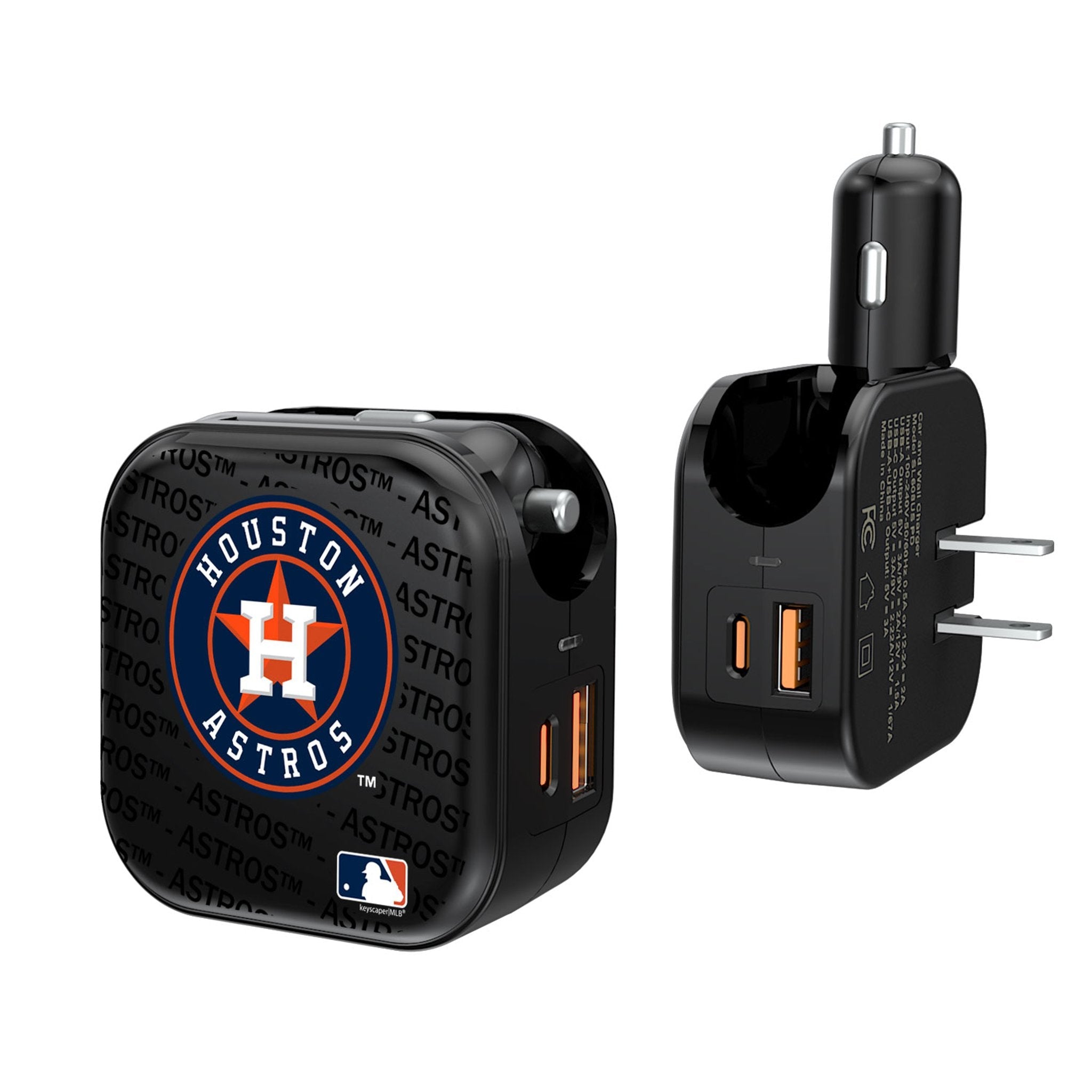 Houston Astros Text Backdrop 2 in 1 USB A/C Charger 1